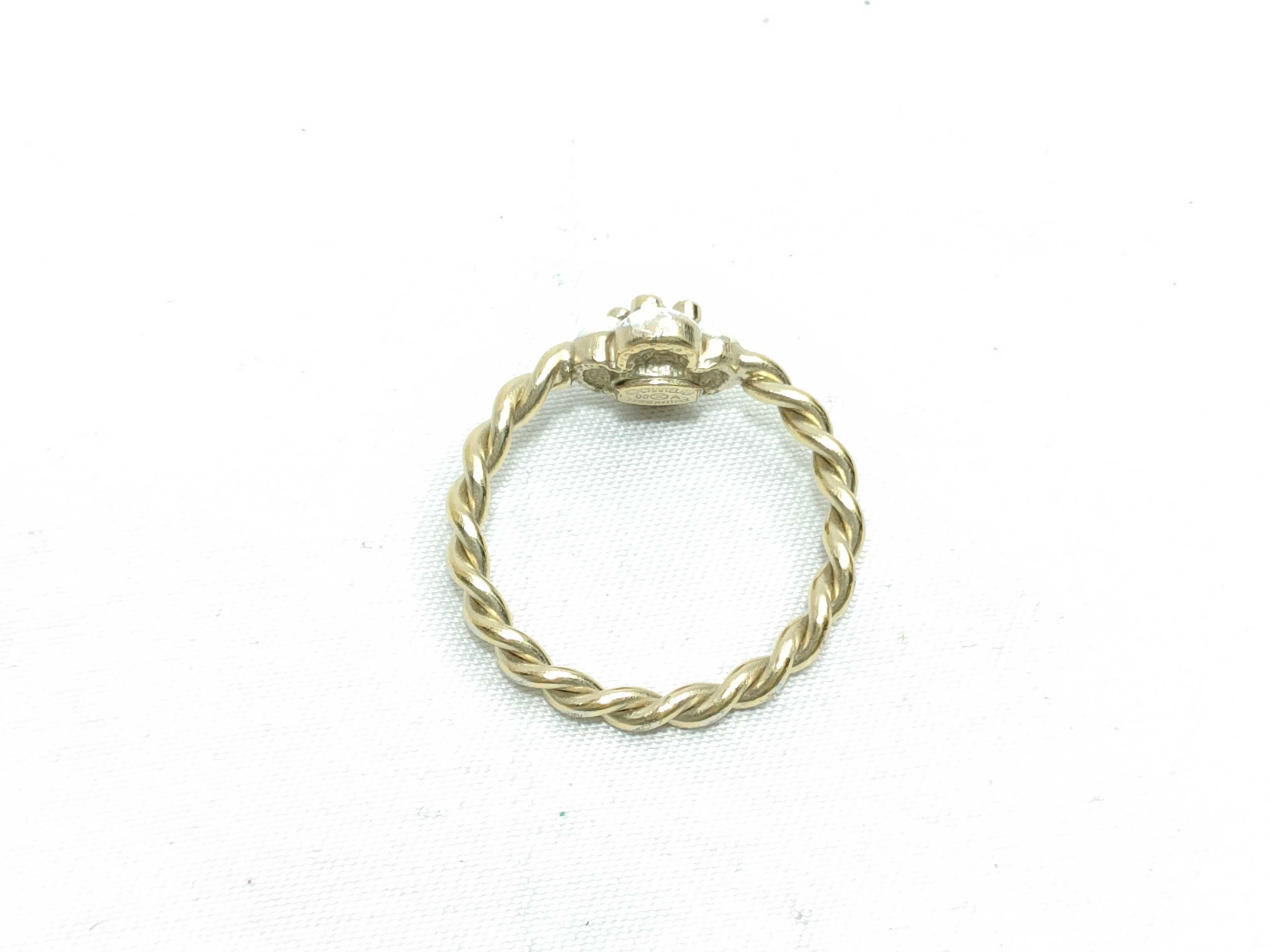 Chanel Camellia White Enamel and Crystal Gold-Tone Ring, Autumn 2008