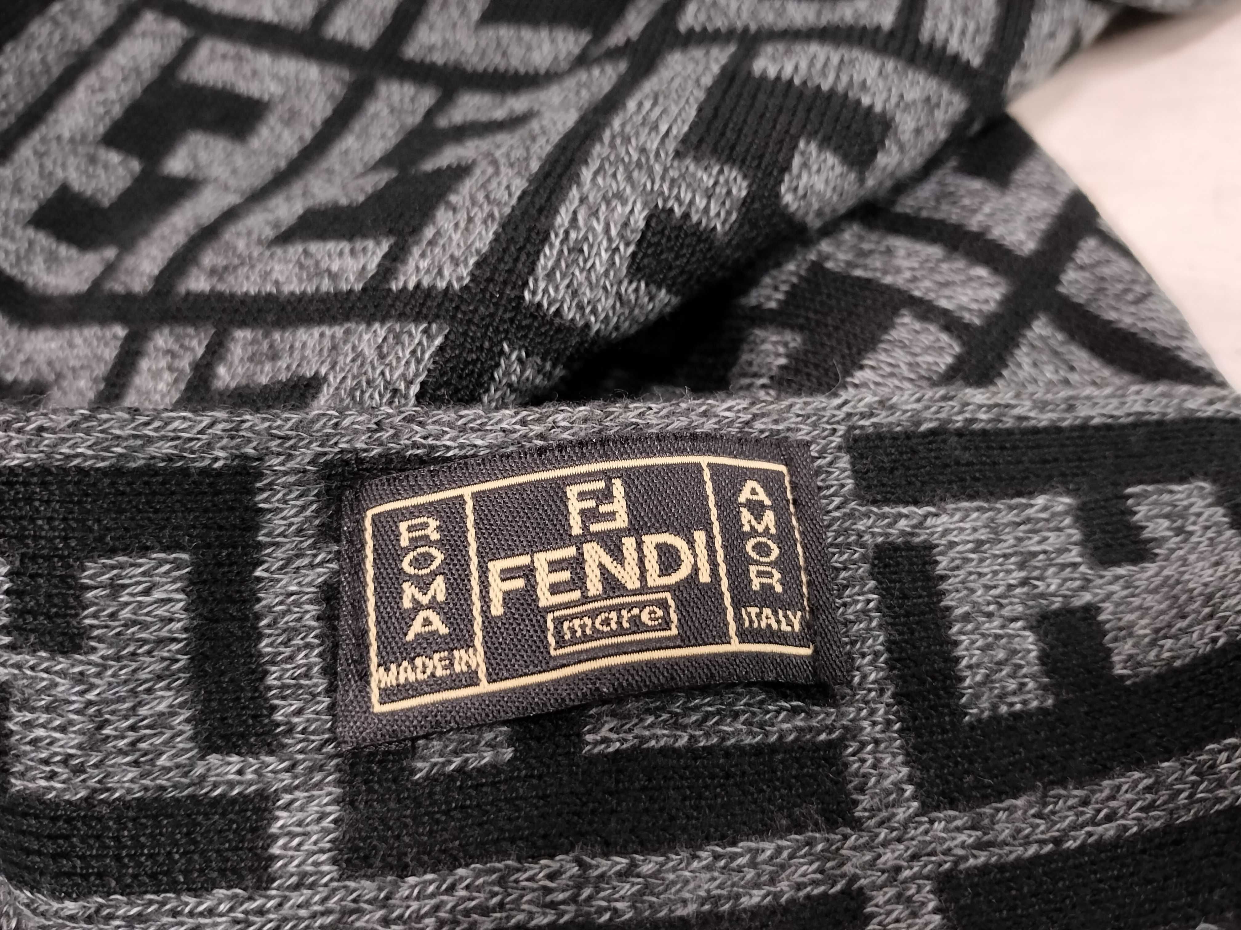 Fendi Zucca Monogram Knit Wool Scarf