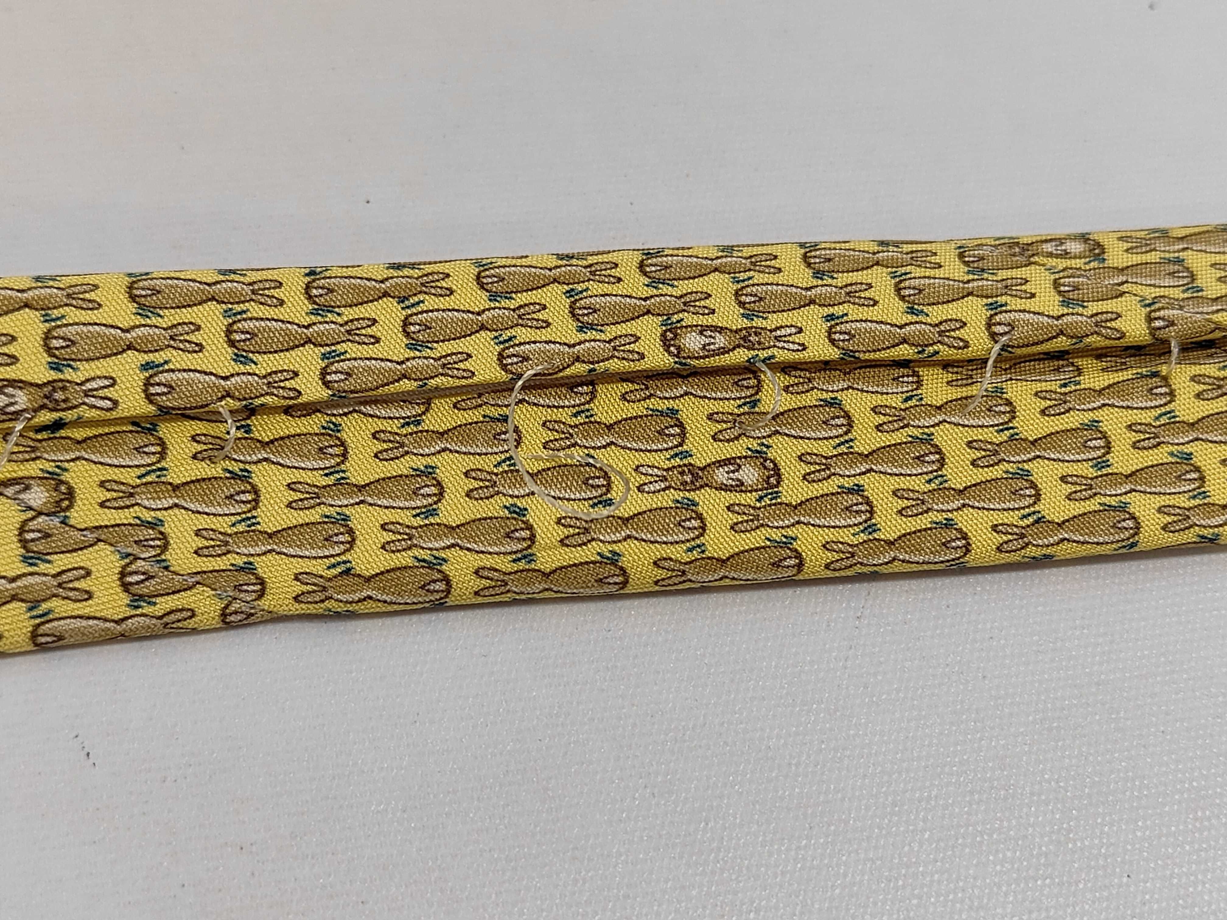 Hermes Silk Rabbit Motif Pattern 7900 MA Yellow Necktie