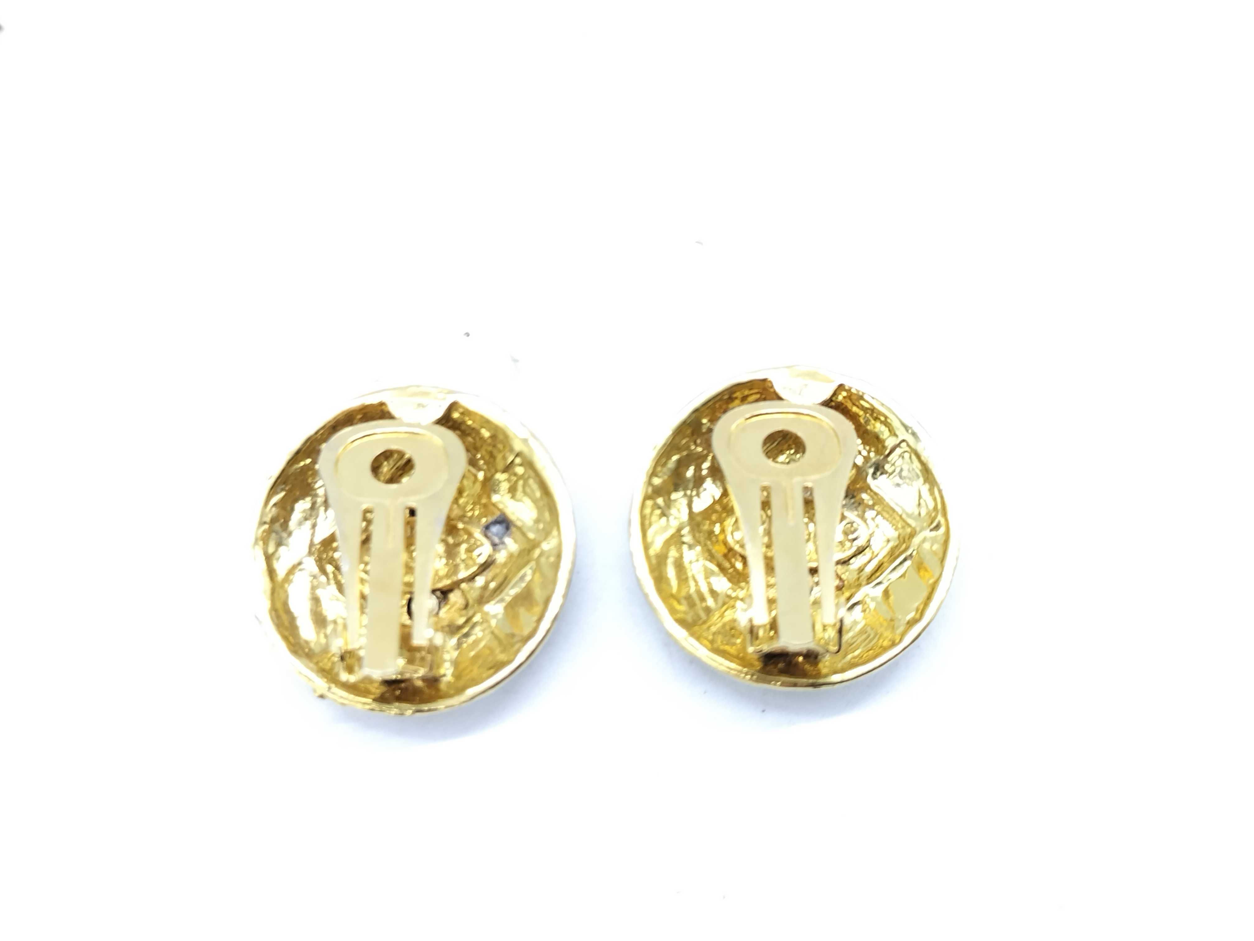 A Pair of Chanel Vintage Quilted CC Logo Clip-On Earrings