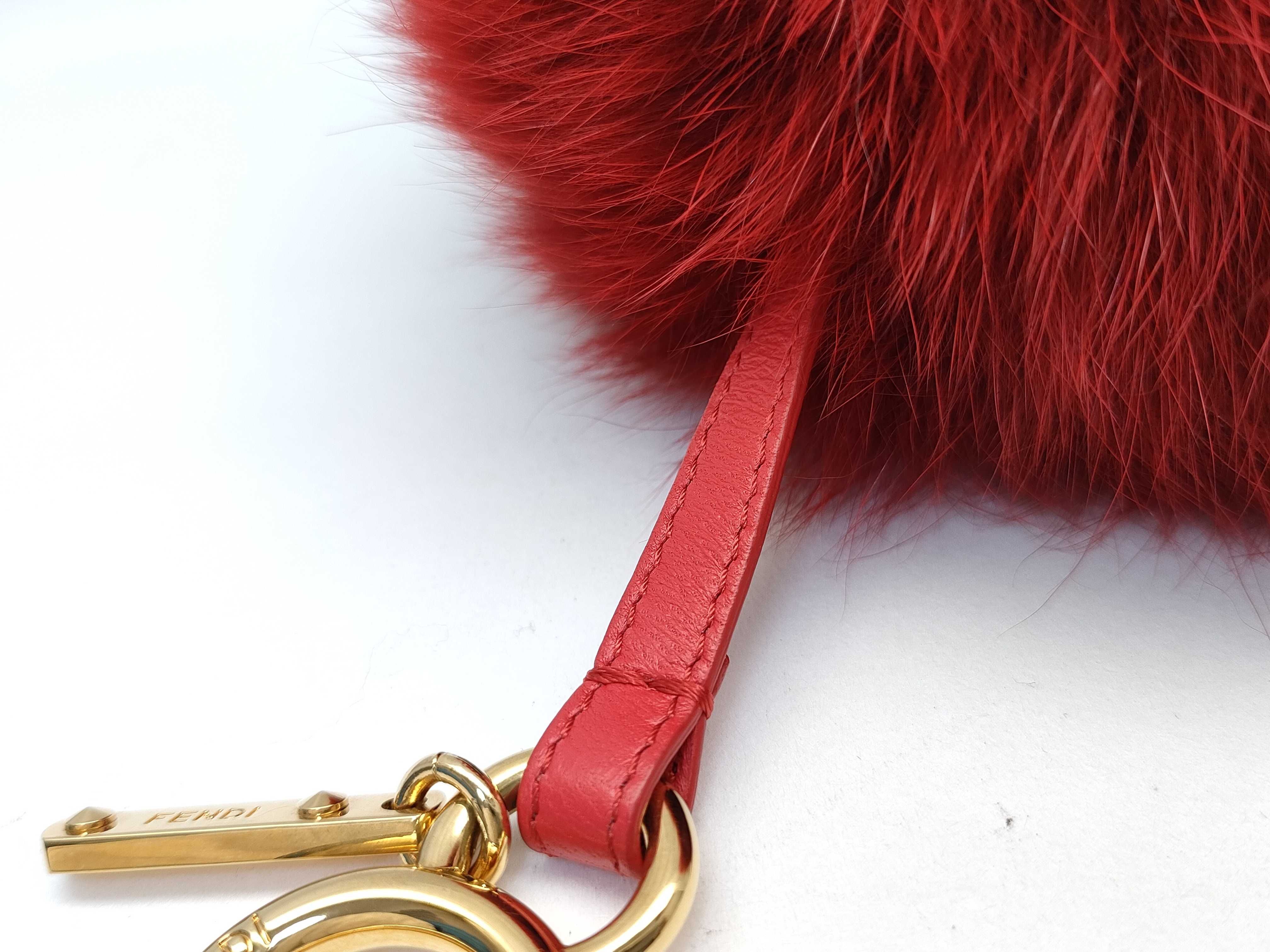 Fendi Bicolor Fox Fur Heart Pom-Pom Bag Charm