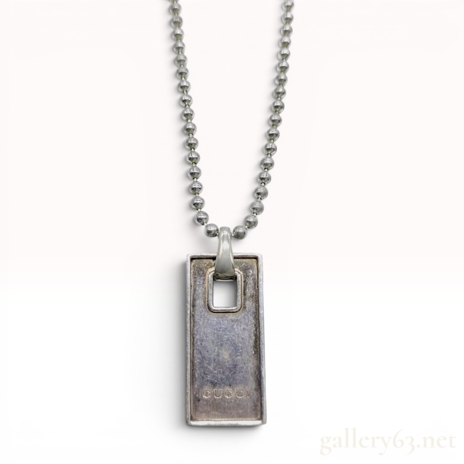 Gucci Sterling Silver Tag Pendant Necklace