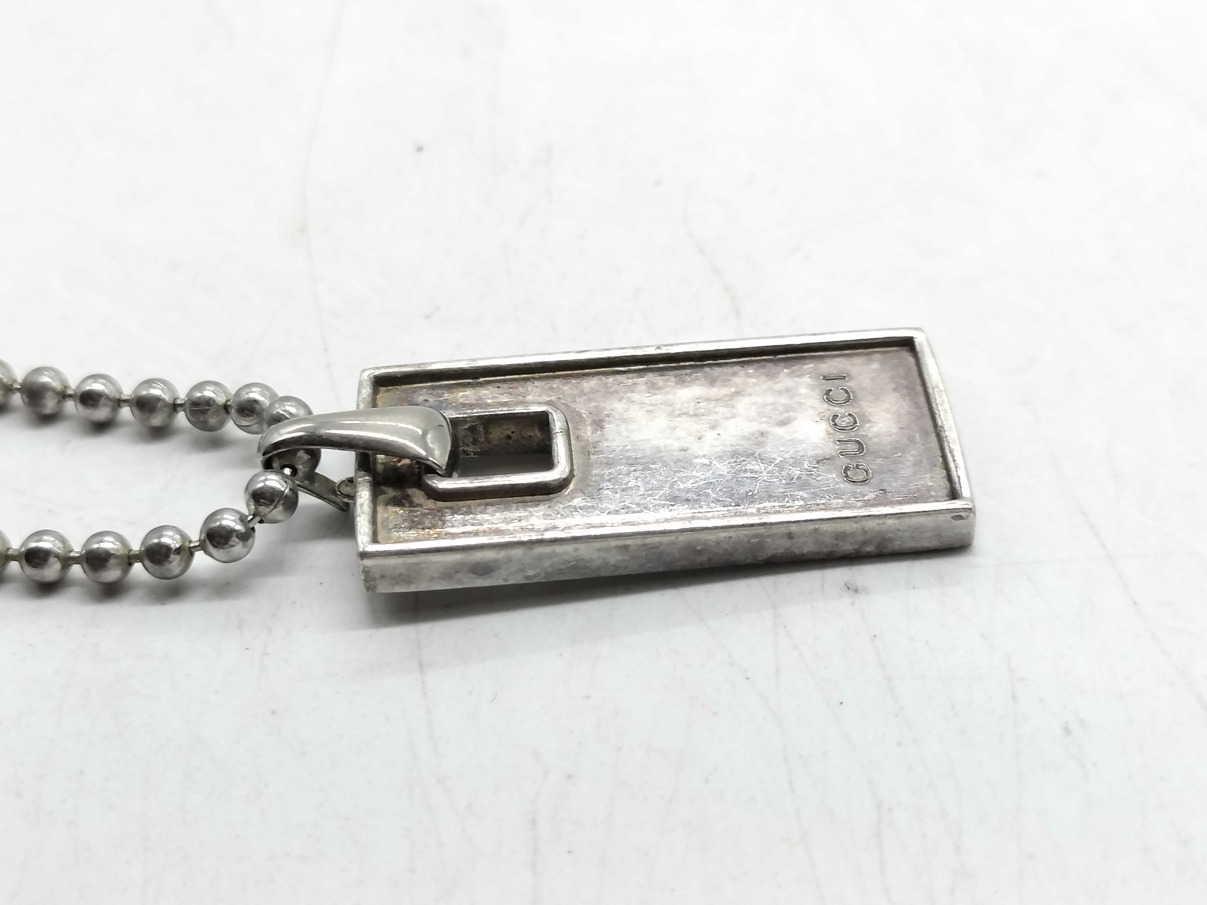 Gucci Sterling Silver Tag Pendant Necklace