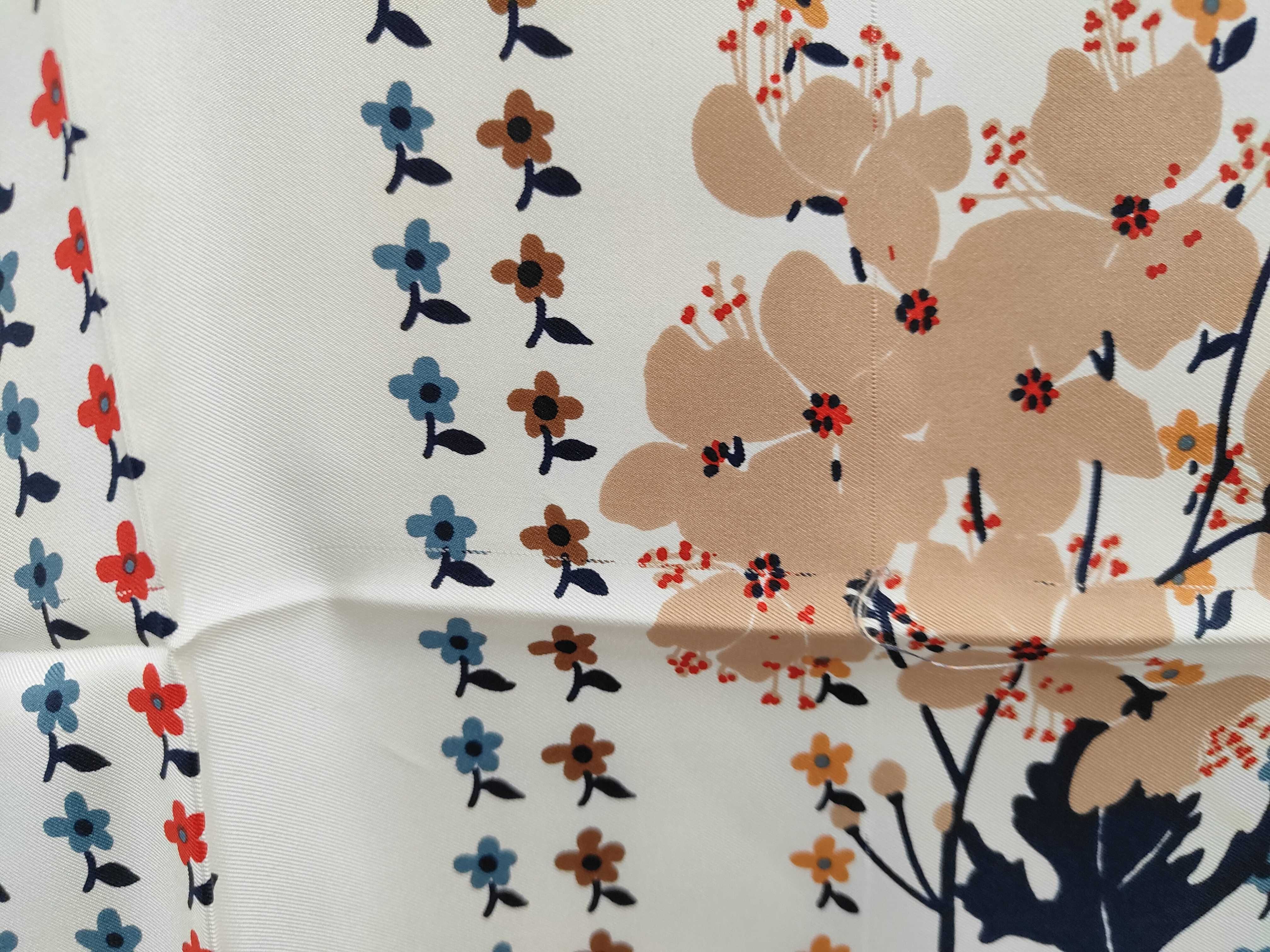 Christian Dior Silk Scarf with Botanical Floral Pattern
