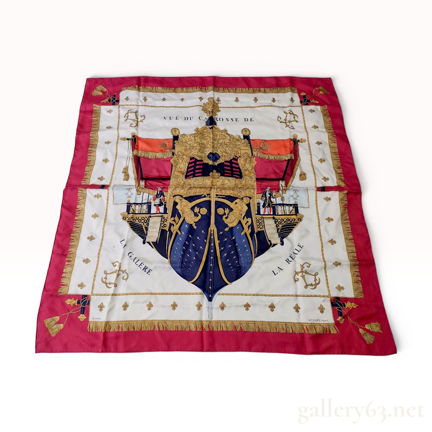 Hermes Vue du Carosse de la Galere la Reale Silk Scarf