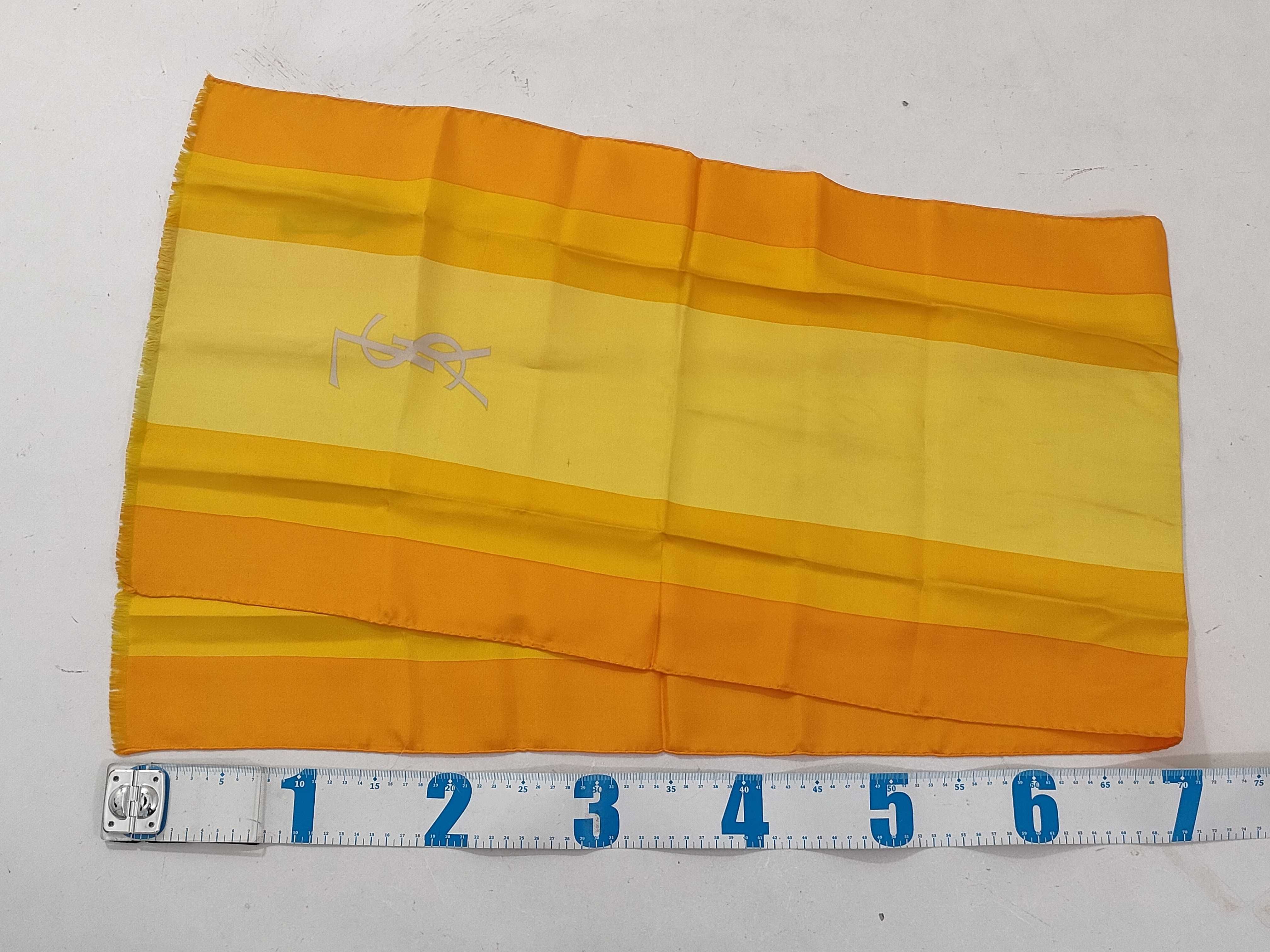 Yves Saint Laurent Striped Silk Monogram Scarf