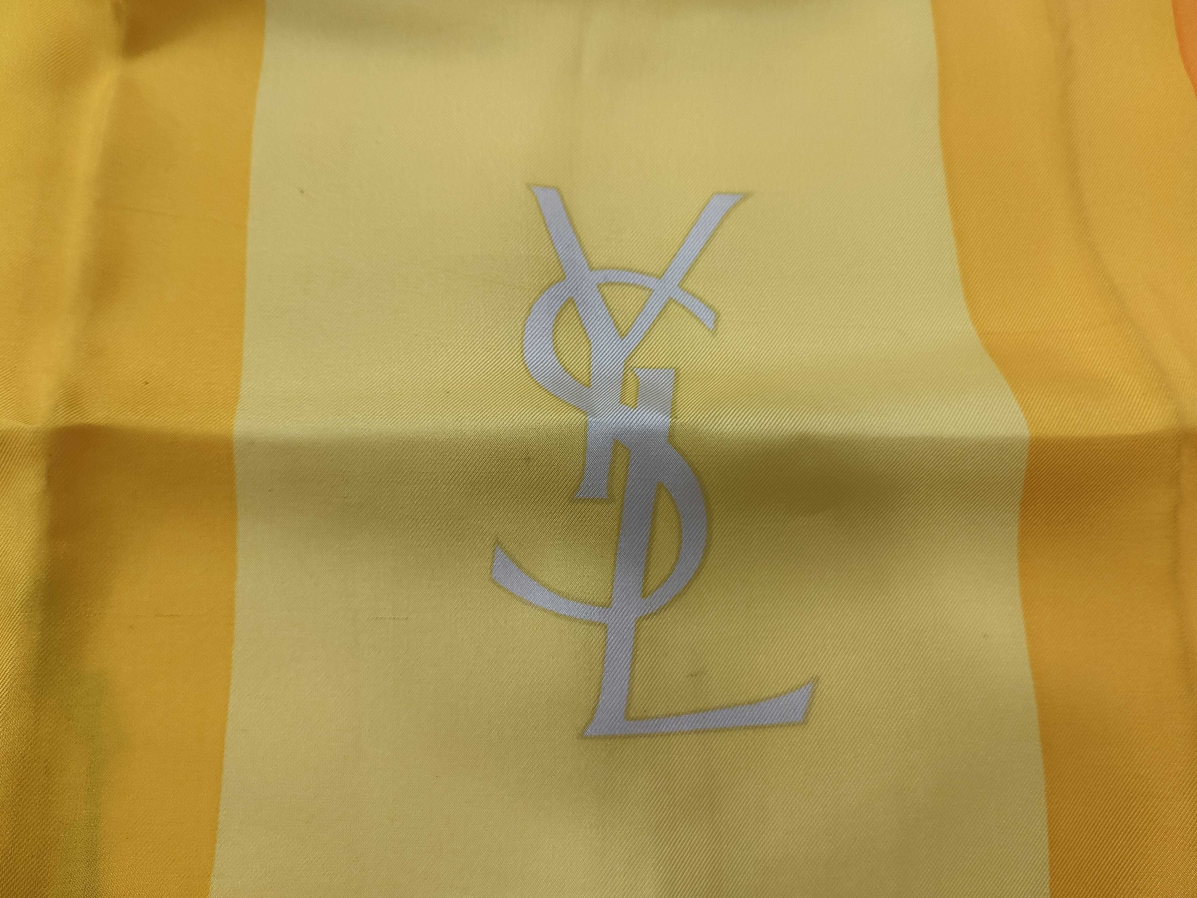 Yves Saint Laurent Striped Silk Monogram Scarf