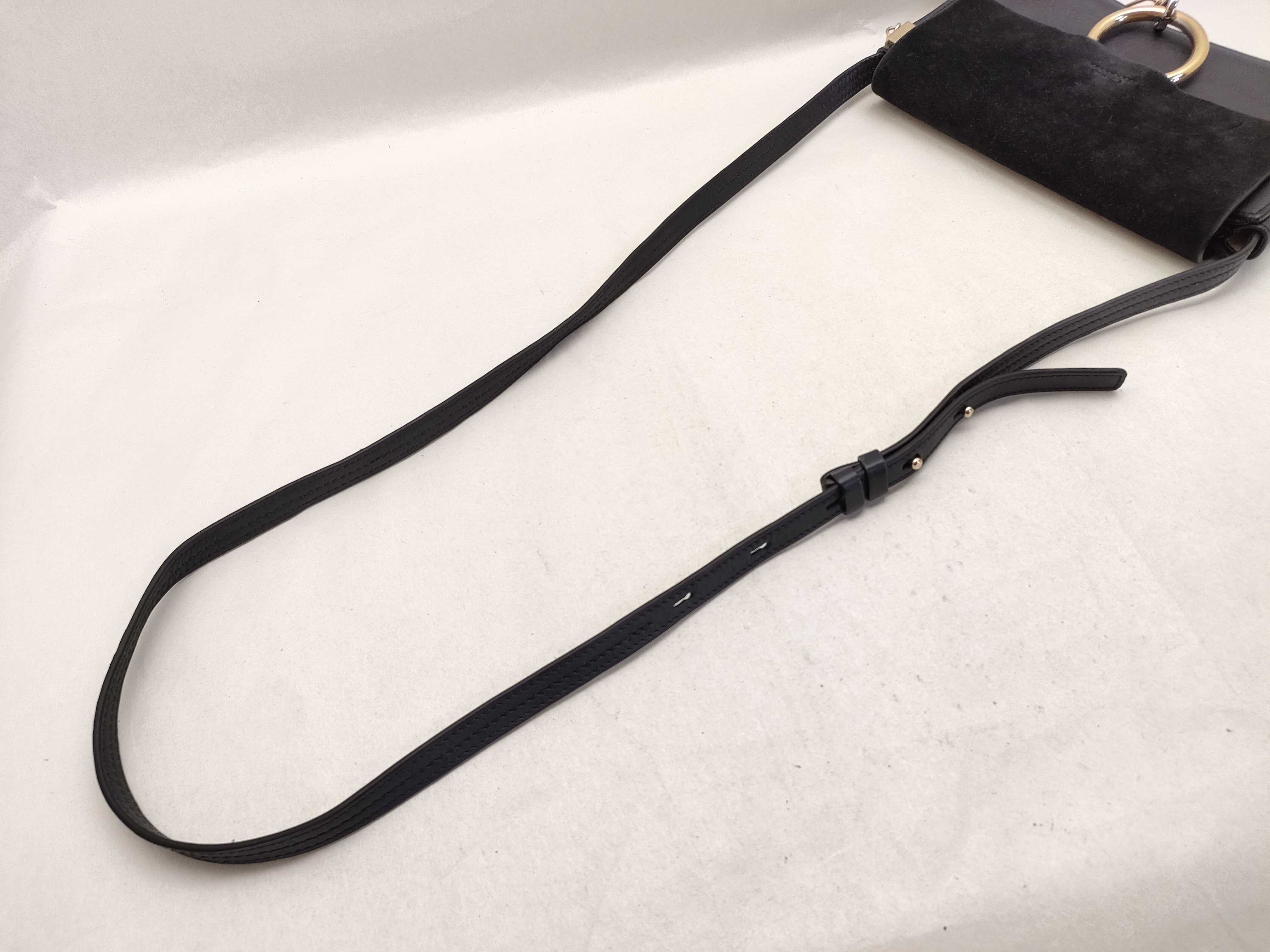 Chloe Faye Small Shoulder Bag in Black Leather and Suede