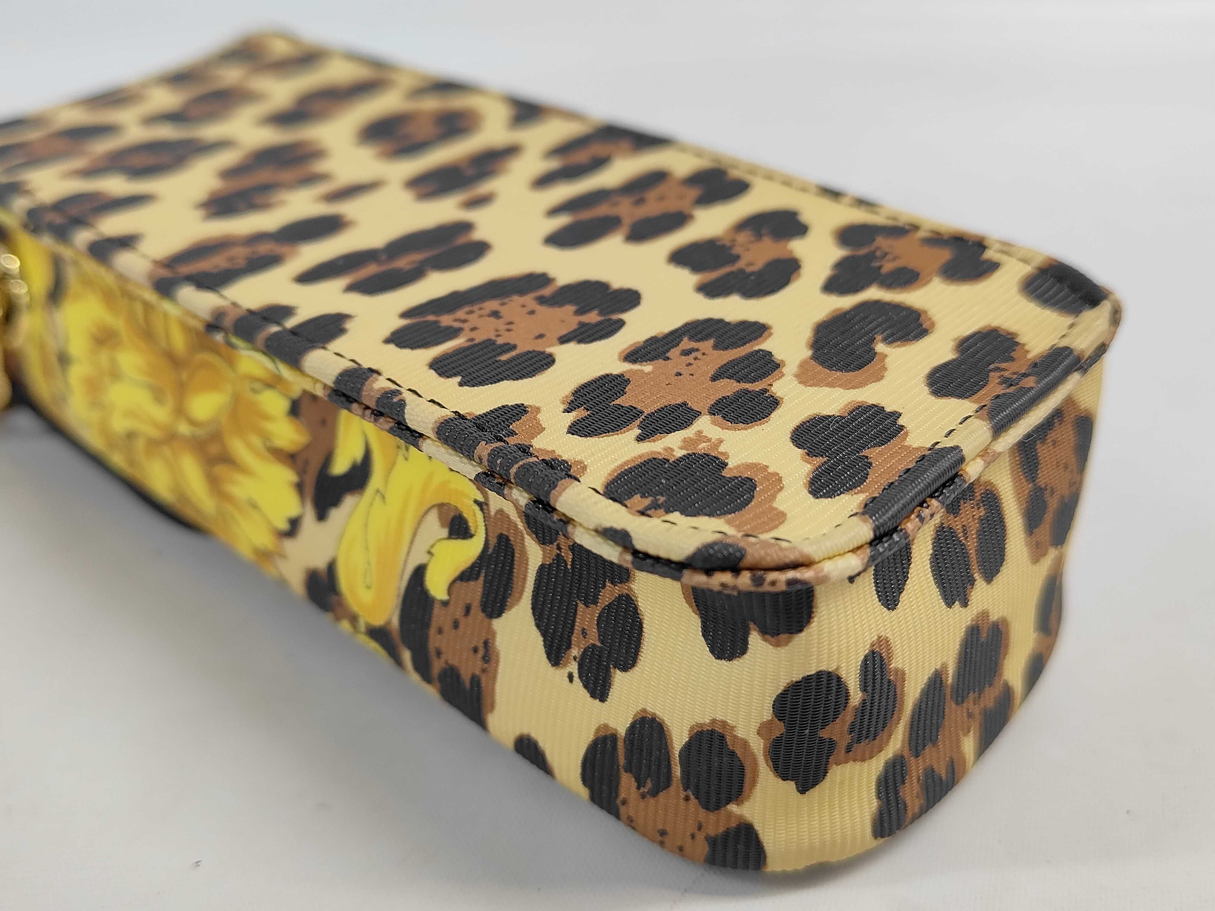 Gianni Versace Vintage Baroque Leopard Print PVC Chain Mobile Case 1990s