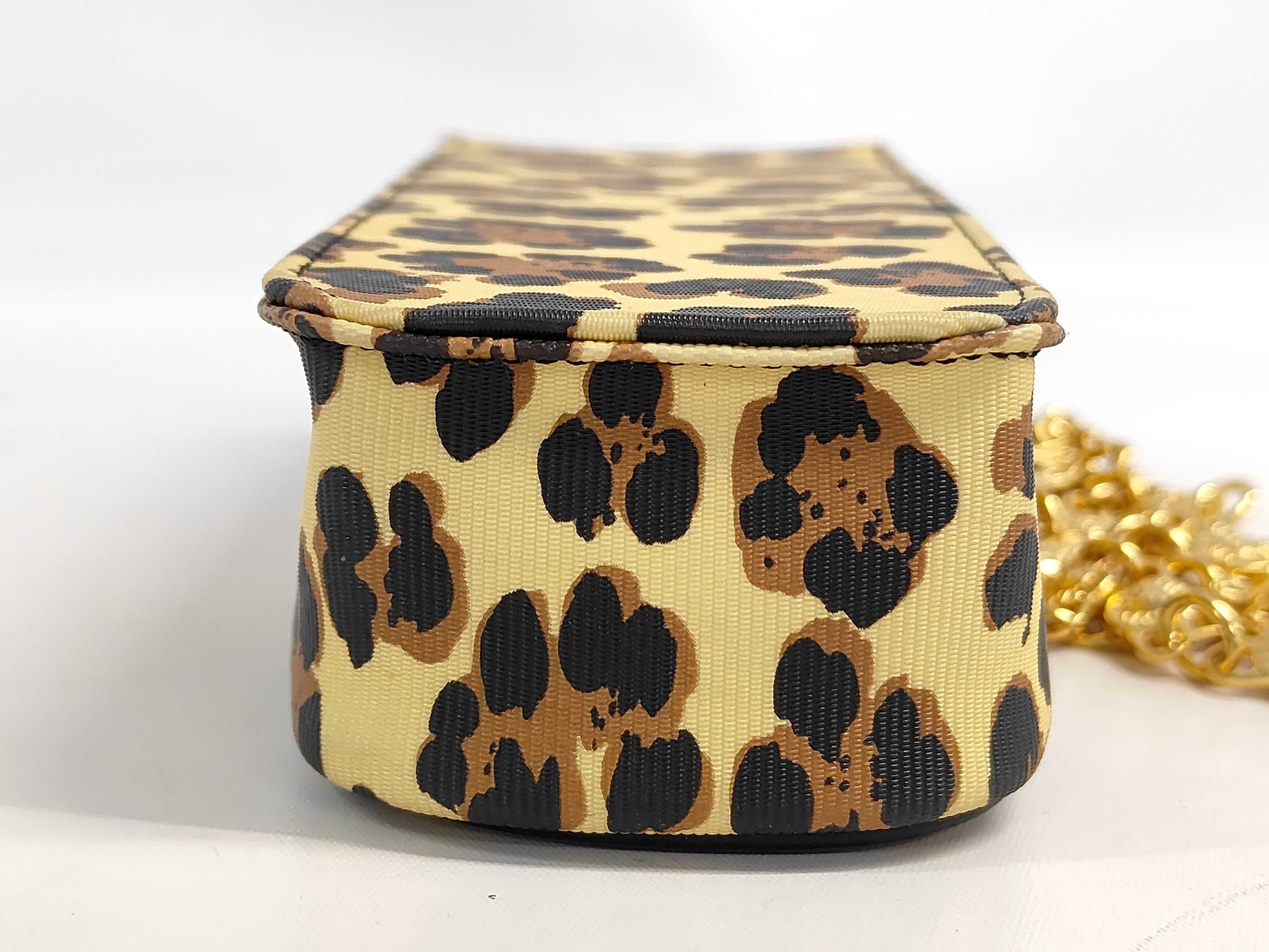 Gianni Versace Vintage Baroque Leopard Print PVC Chain Mobile Case 1990s