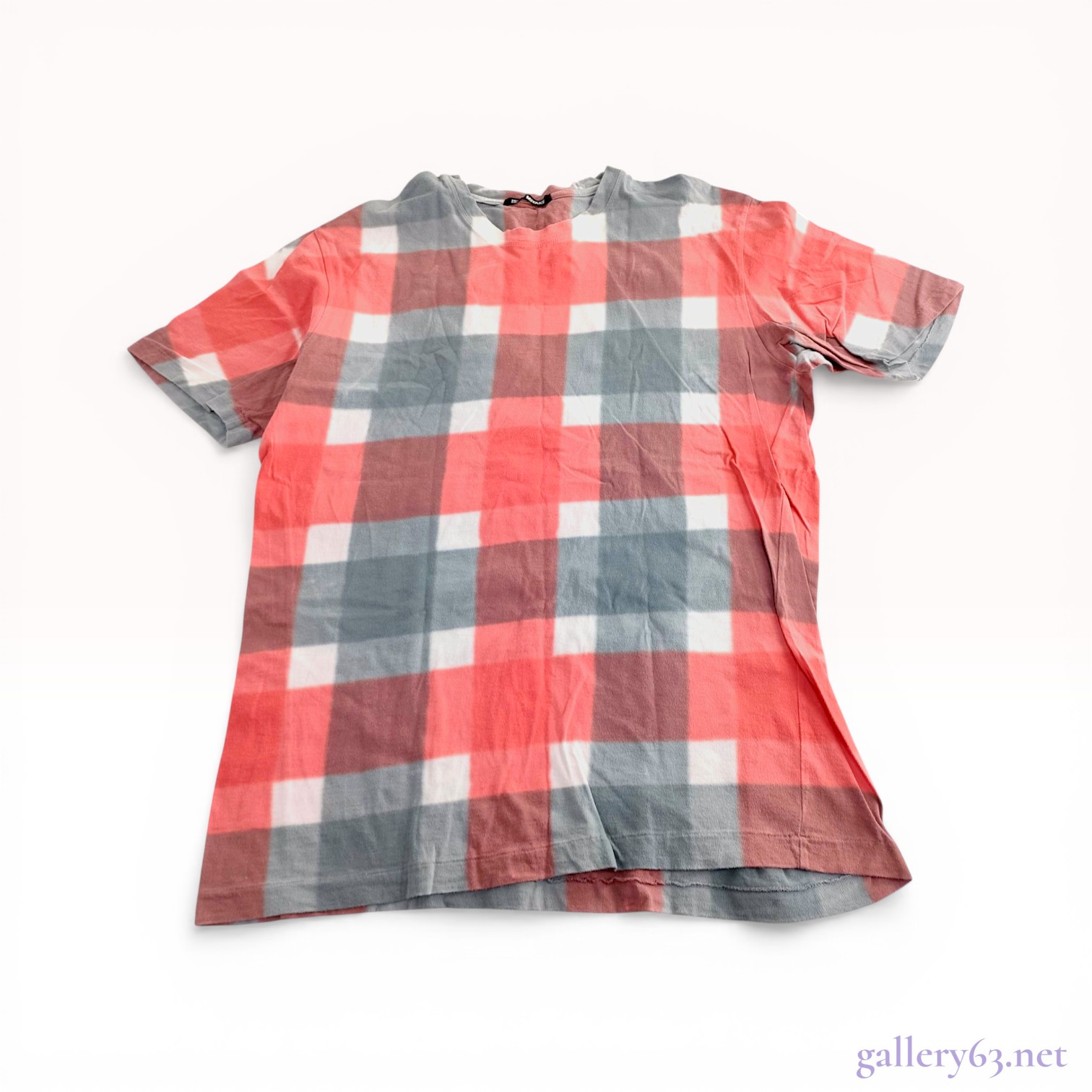 Issey Miyake Men's Plaid Cotton Short Sleeve T-Shirt