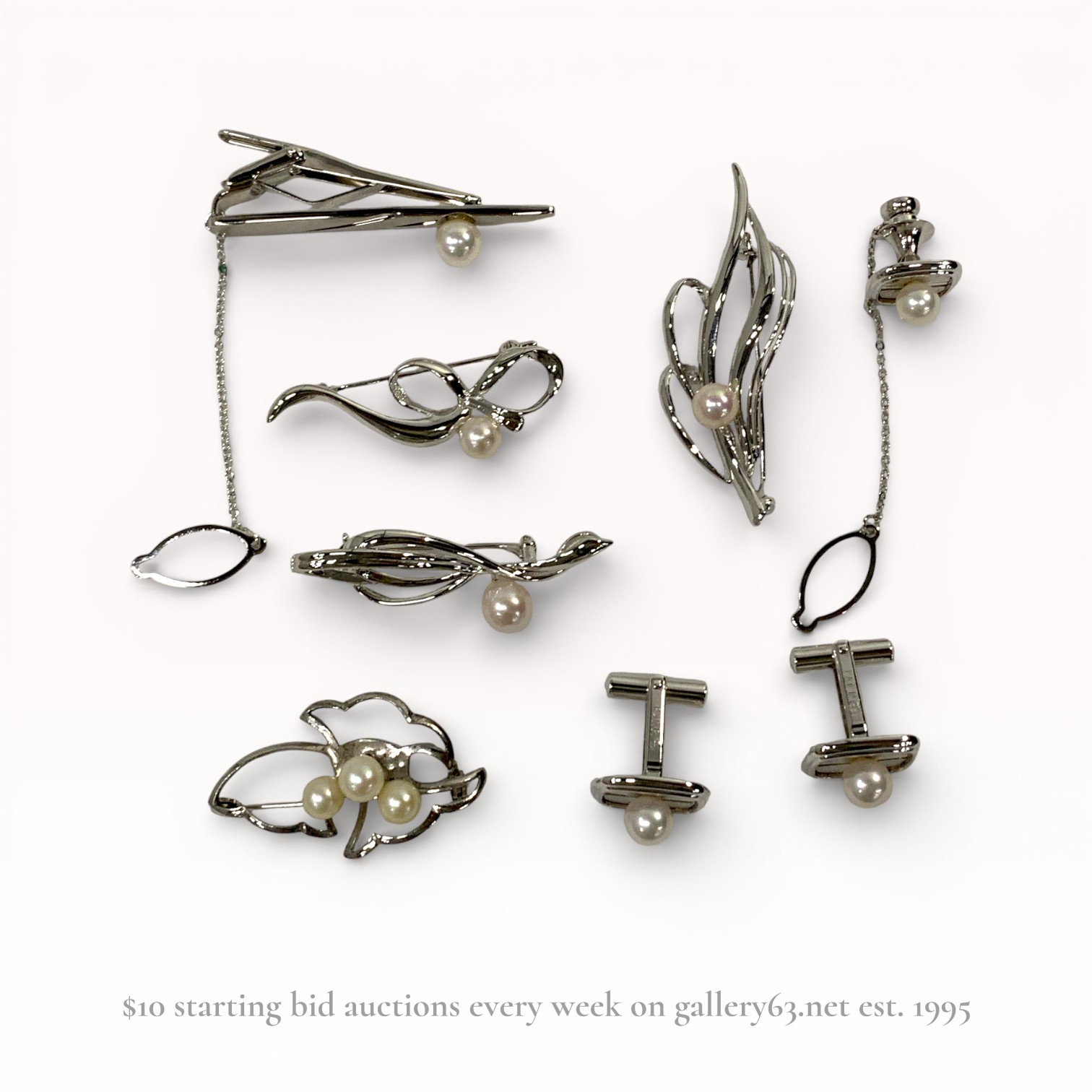 An Eight-Piece Collection of Silver and Cultured Pearl Jewelry, Mid 20th C.