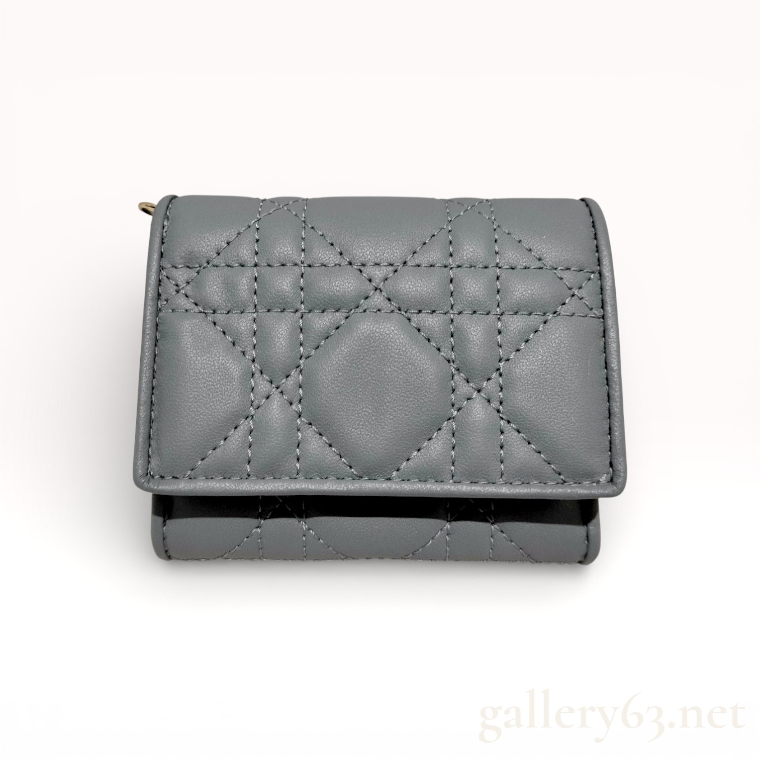 Christian Dior Lady Dior Lotus Wallet in Gray Cannage Lambskin