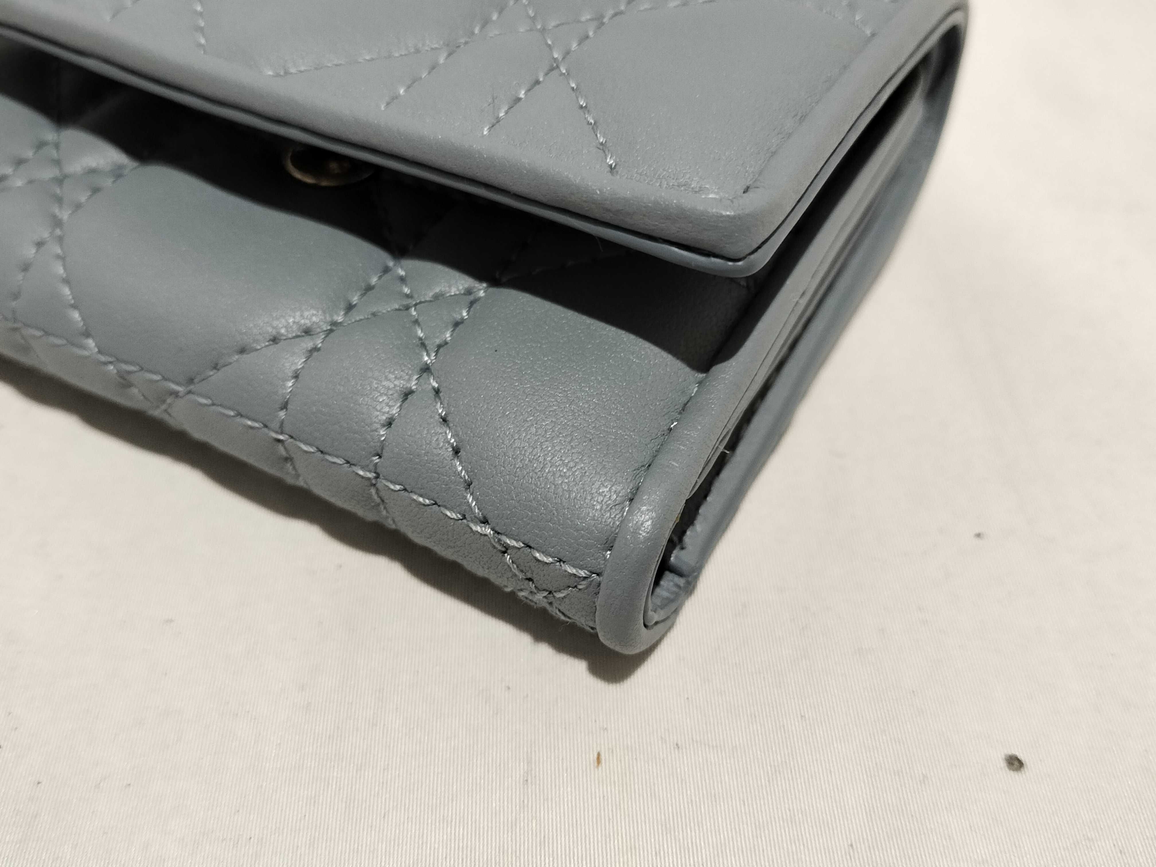 Christian Dior Lady Dior Lotus Wallet in Gray Cannage Lambskin