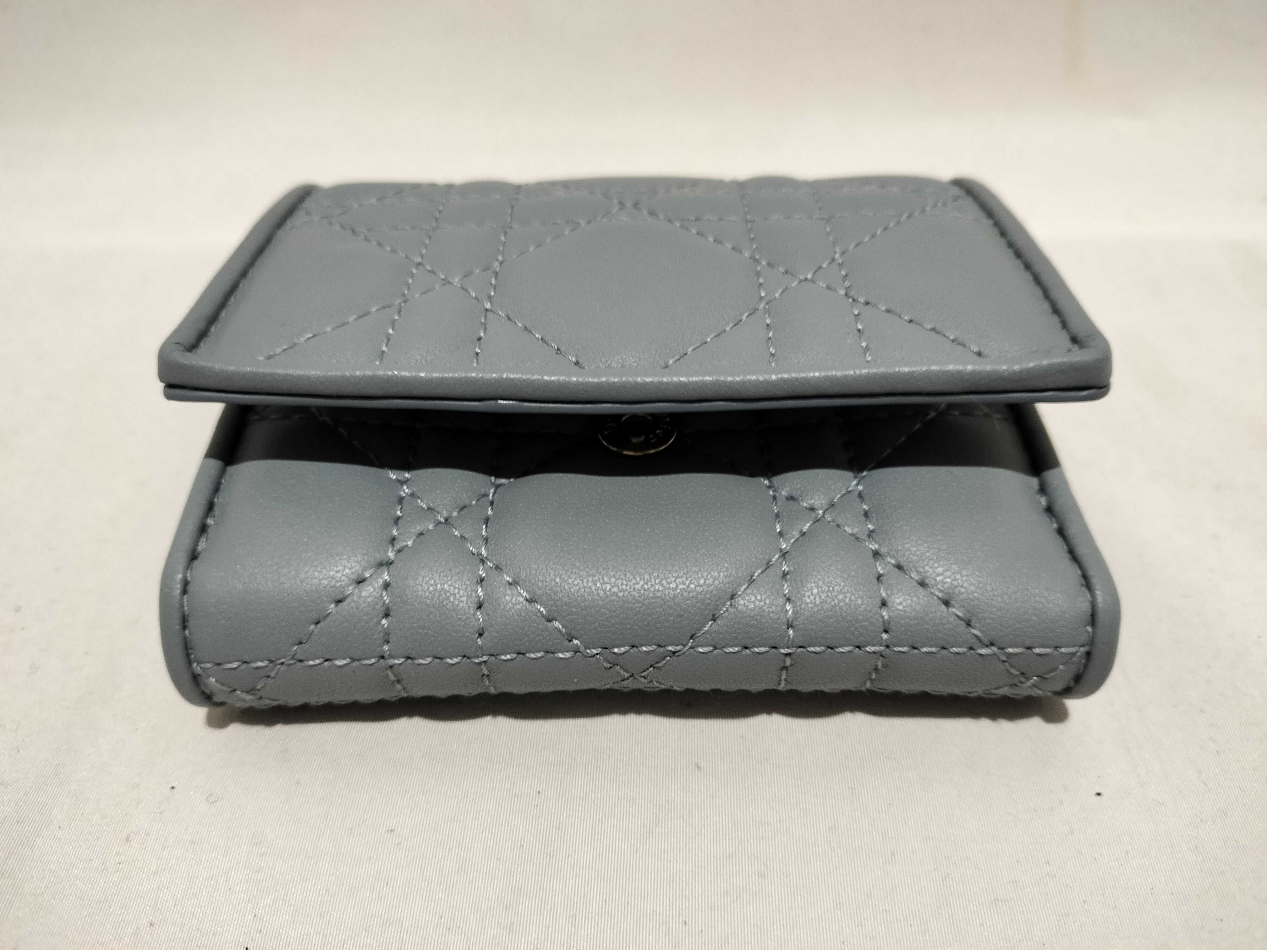 Christian Dior Lady Dior Lotus Wallet in Gray Cannage Lambskin