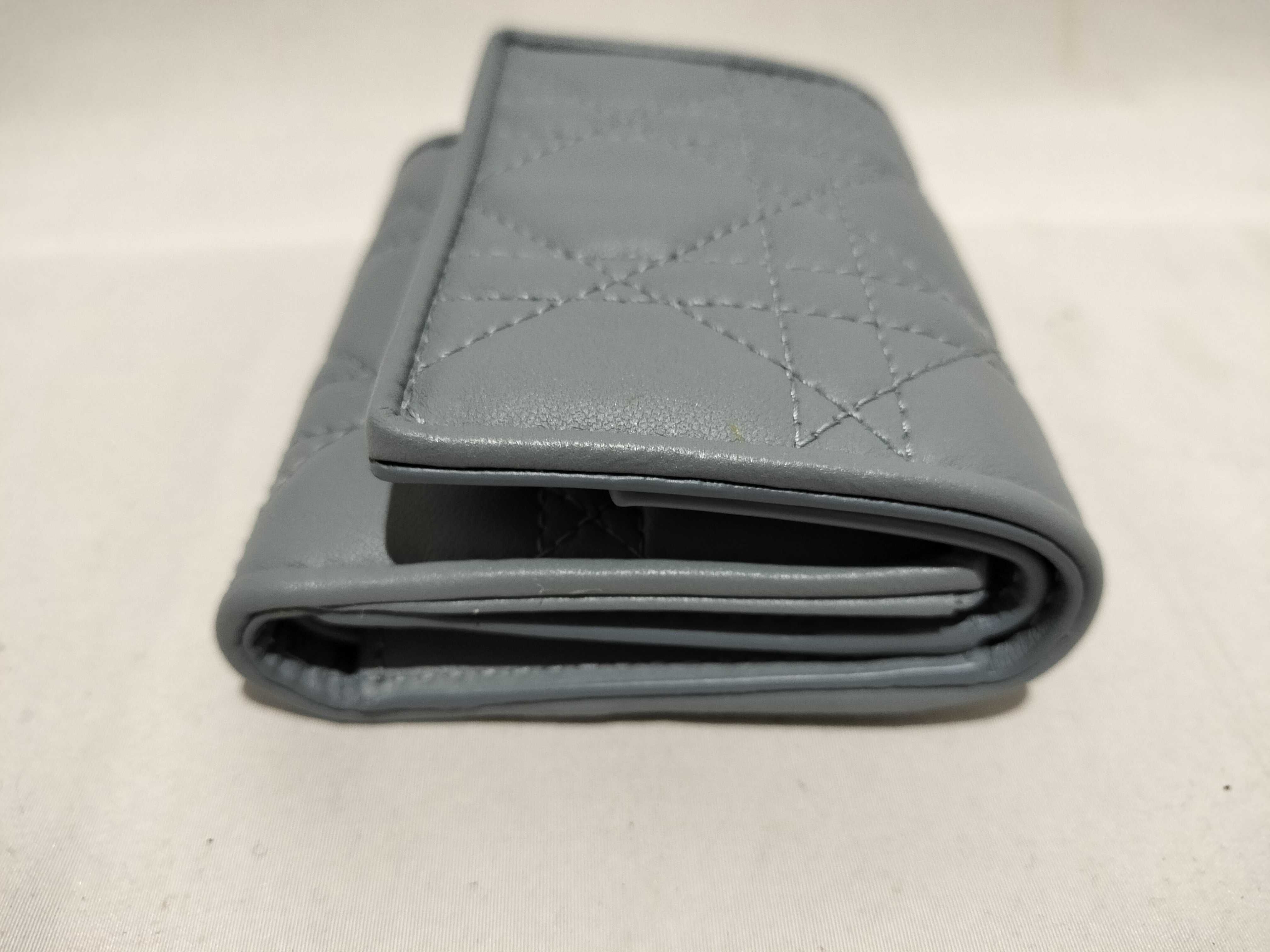 Christian Dior Lady Dior Lotus Wallet in Gray Cannage Lambskin