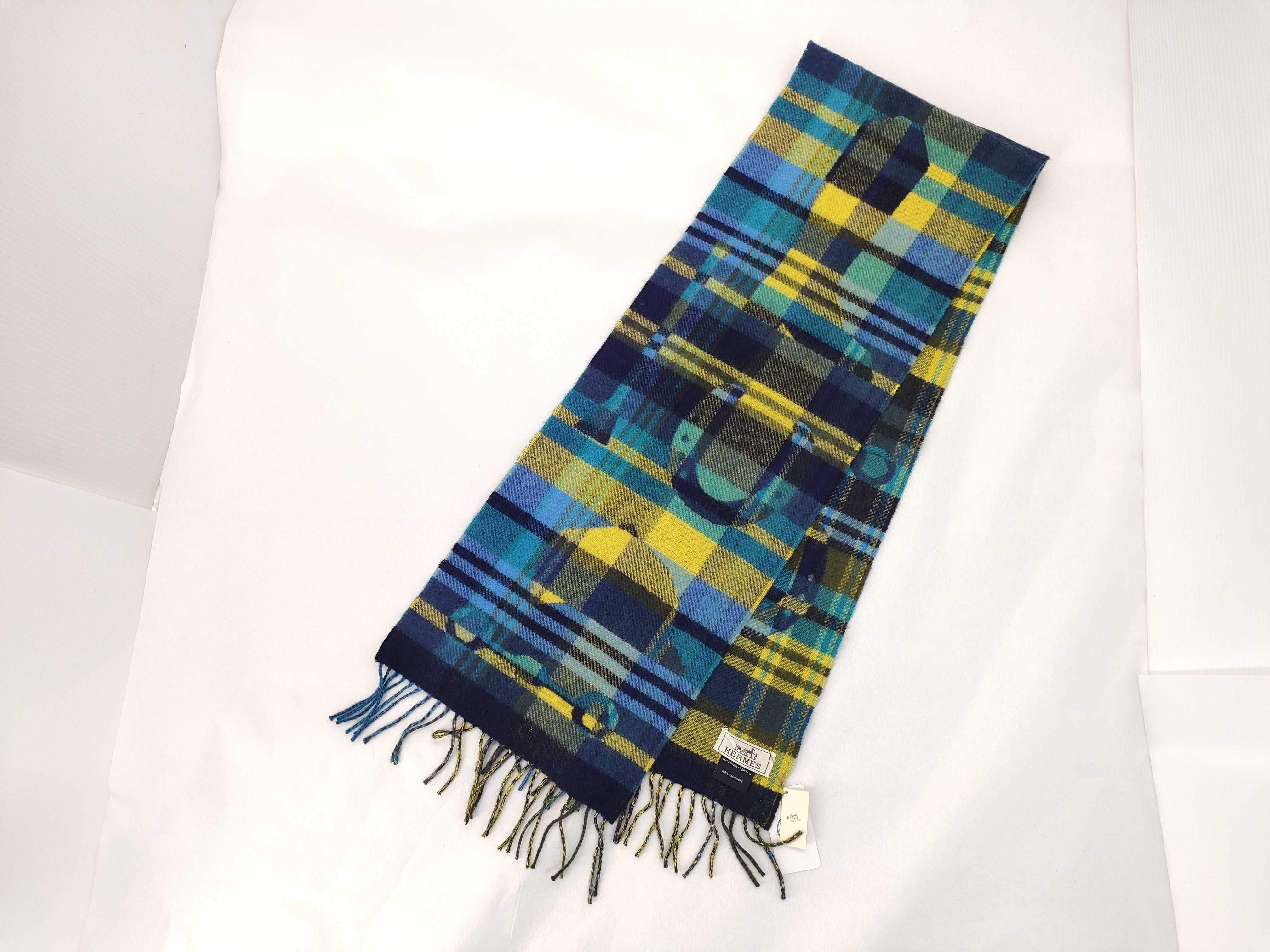 Hermes Men's Cashmere Tartan Scarf