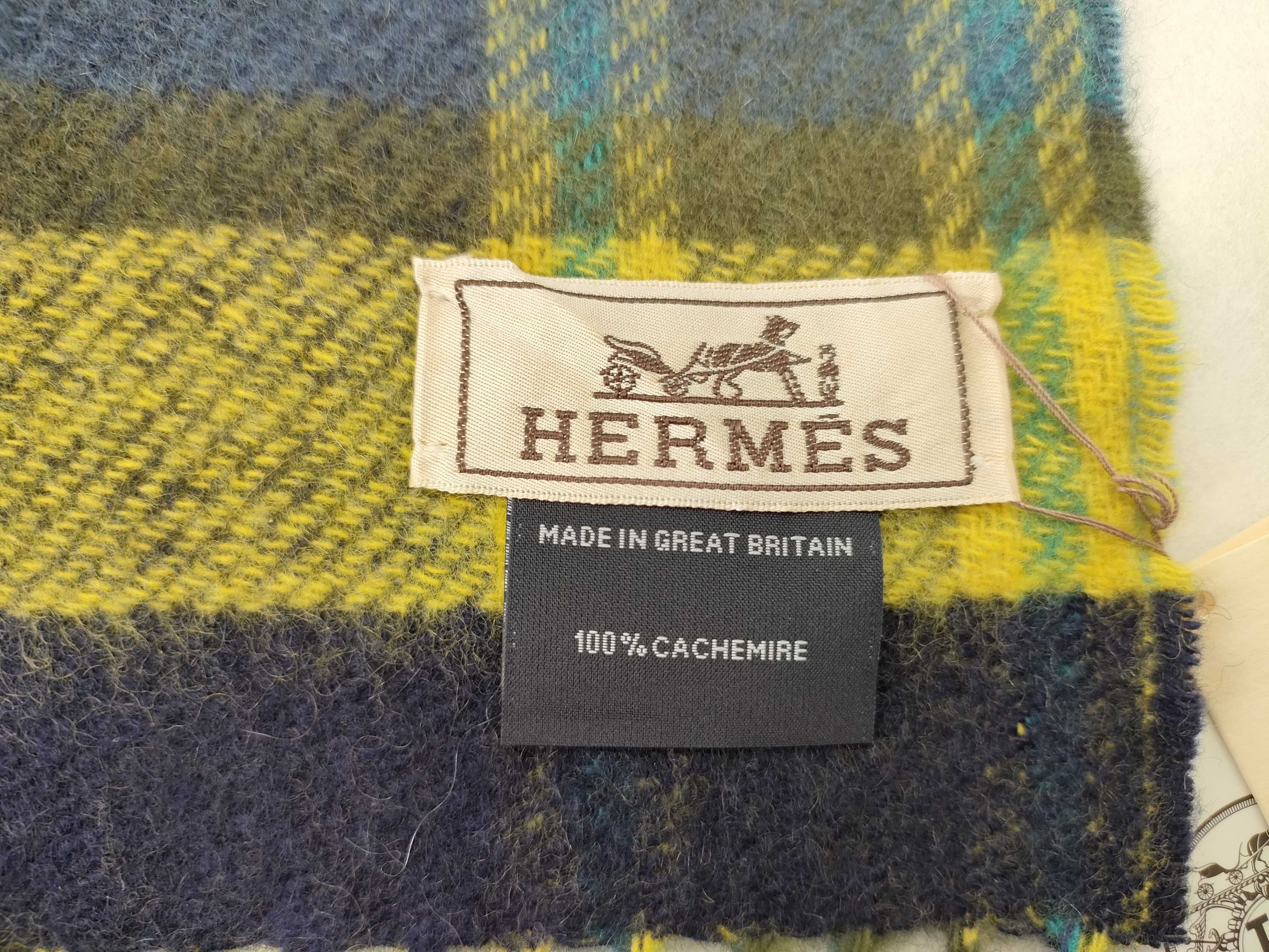 Hermes Men's Cashmere Tartan Scarf
