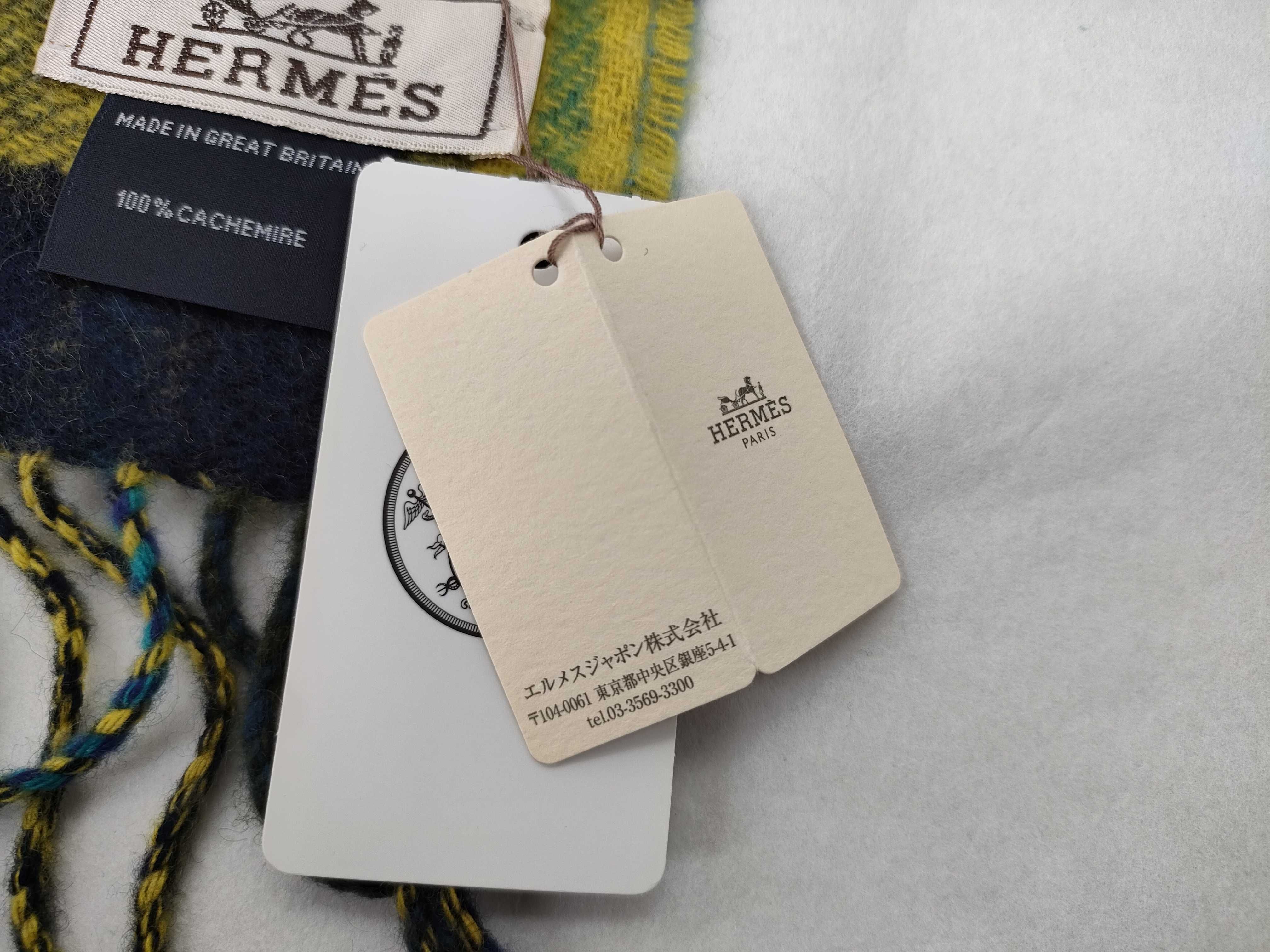 Hermes Men's Cashmere Tartan Scarf