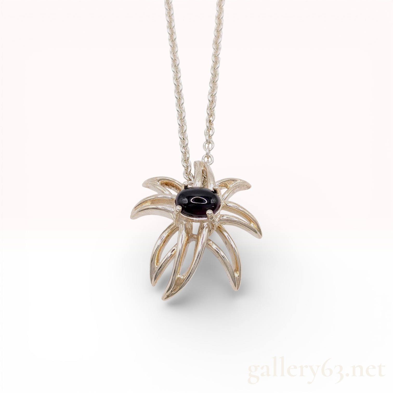 Tiffany and Co. Sterling Silver and Black Onyx Fireworks Pendant Necklace
