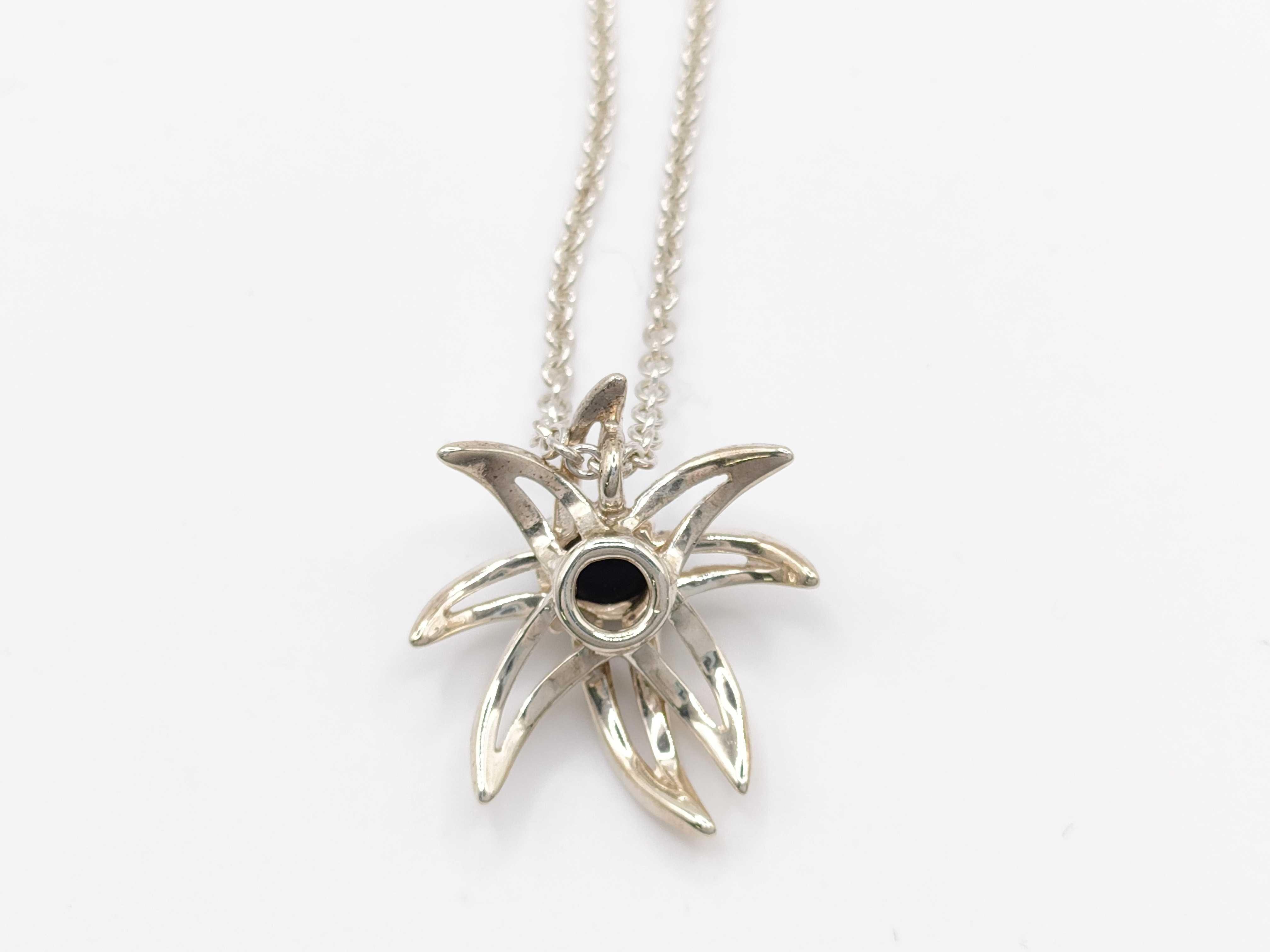 Tiffany and Co. Sterling Silver and Black Onyx Fireworks Pendant Necklace