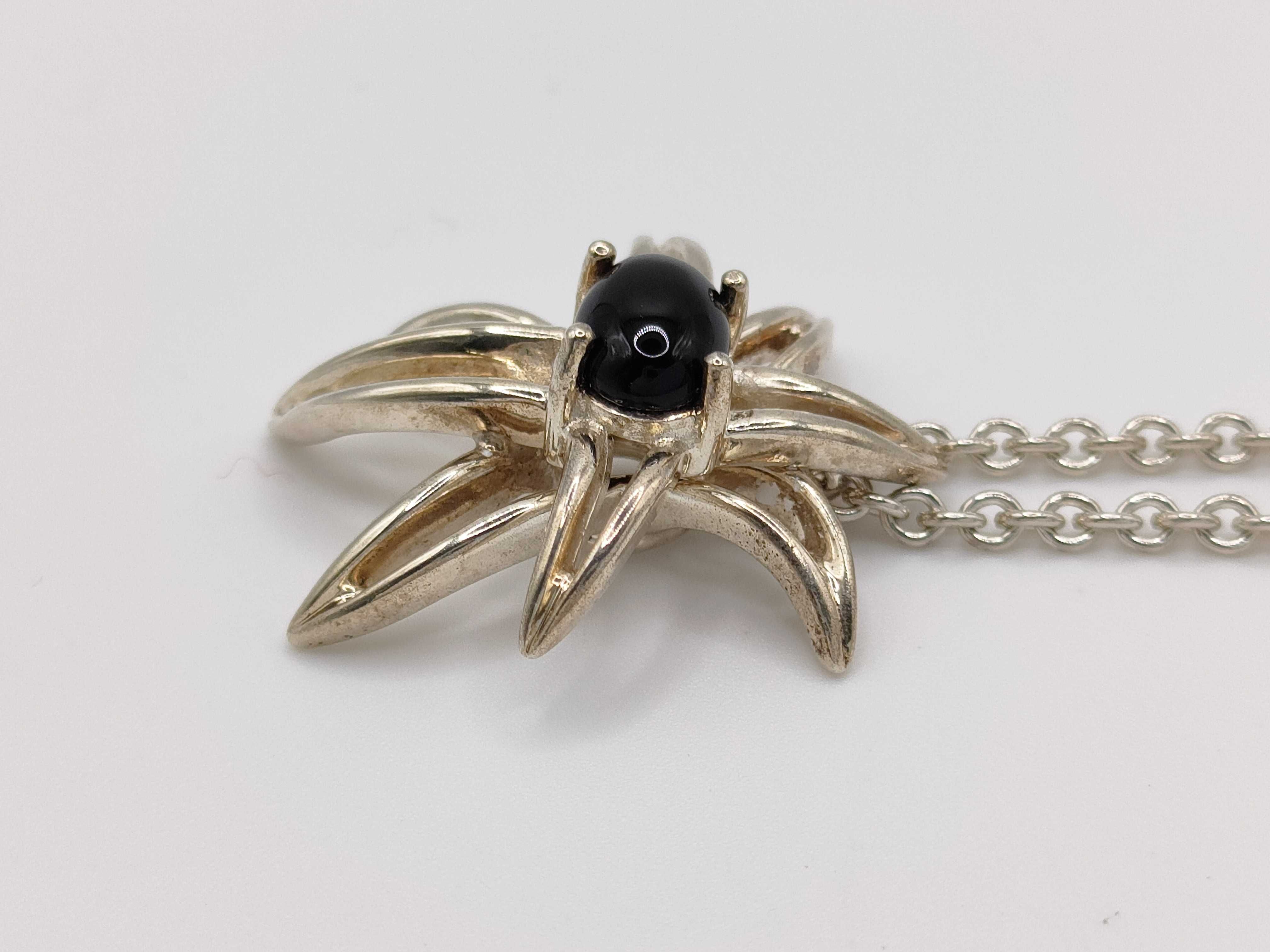 Tiffany and Co. Sterling Silver and Black Onyx Fireworks Pendant Necklace