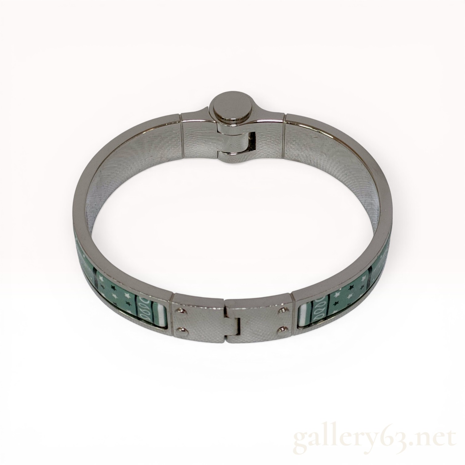 Hermes Tenues de Jour Enamel Hinged Bangle Bracelet