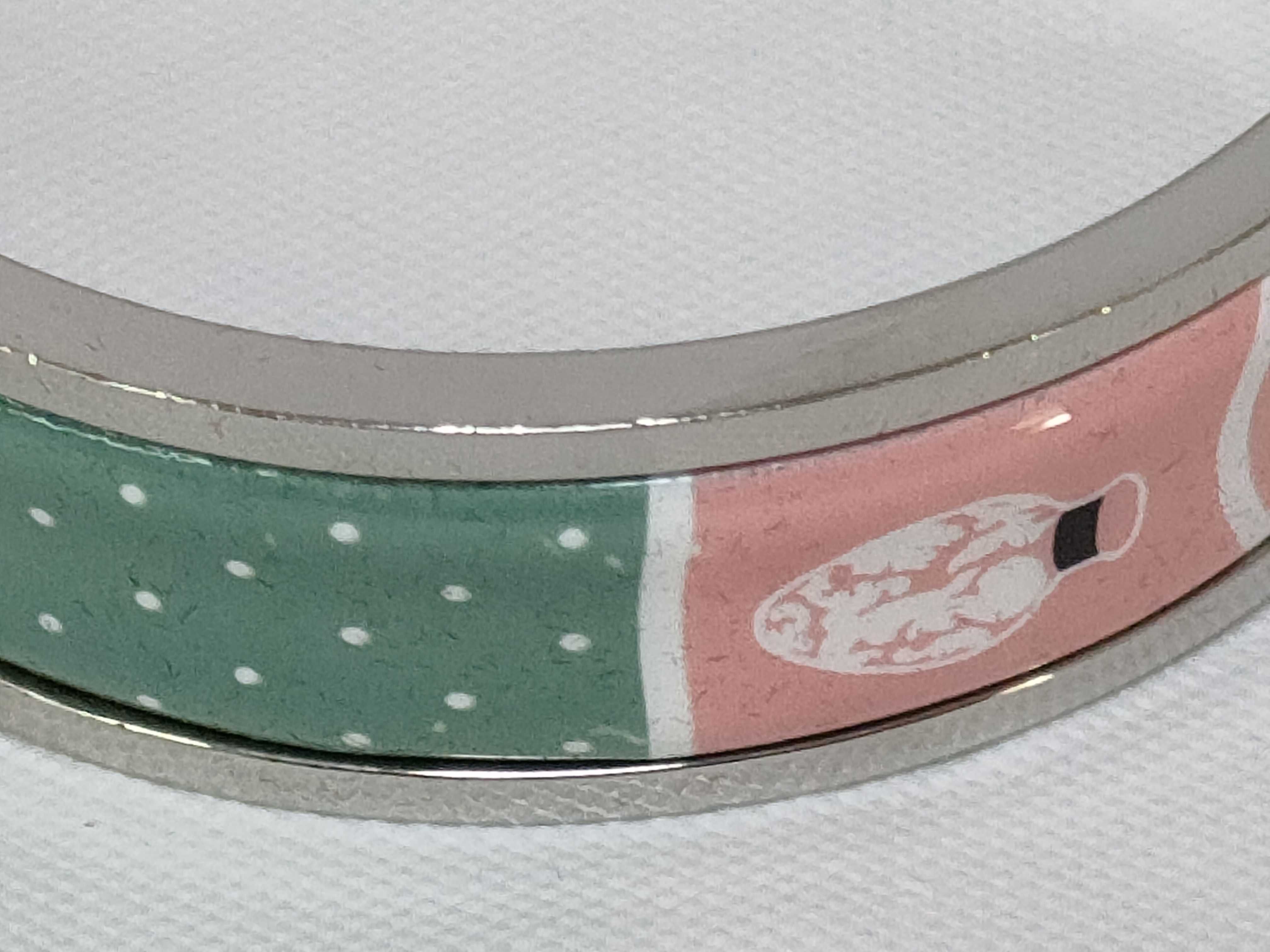 Hermes Tenues de Jour Enamel Hinged Bangle Bracelet