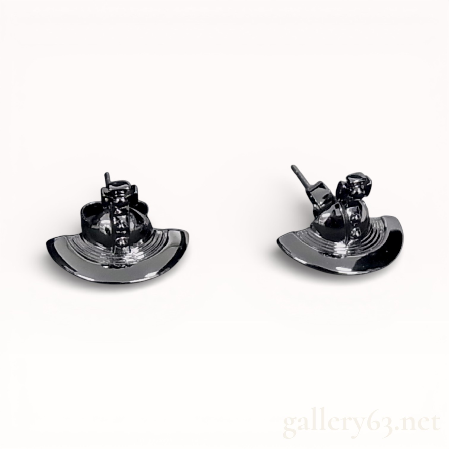 A Pair of Vivienne Westwood Petite Orb Gunmetal Tone Stud Earrings