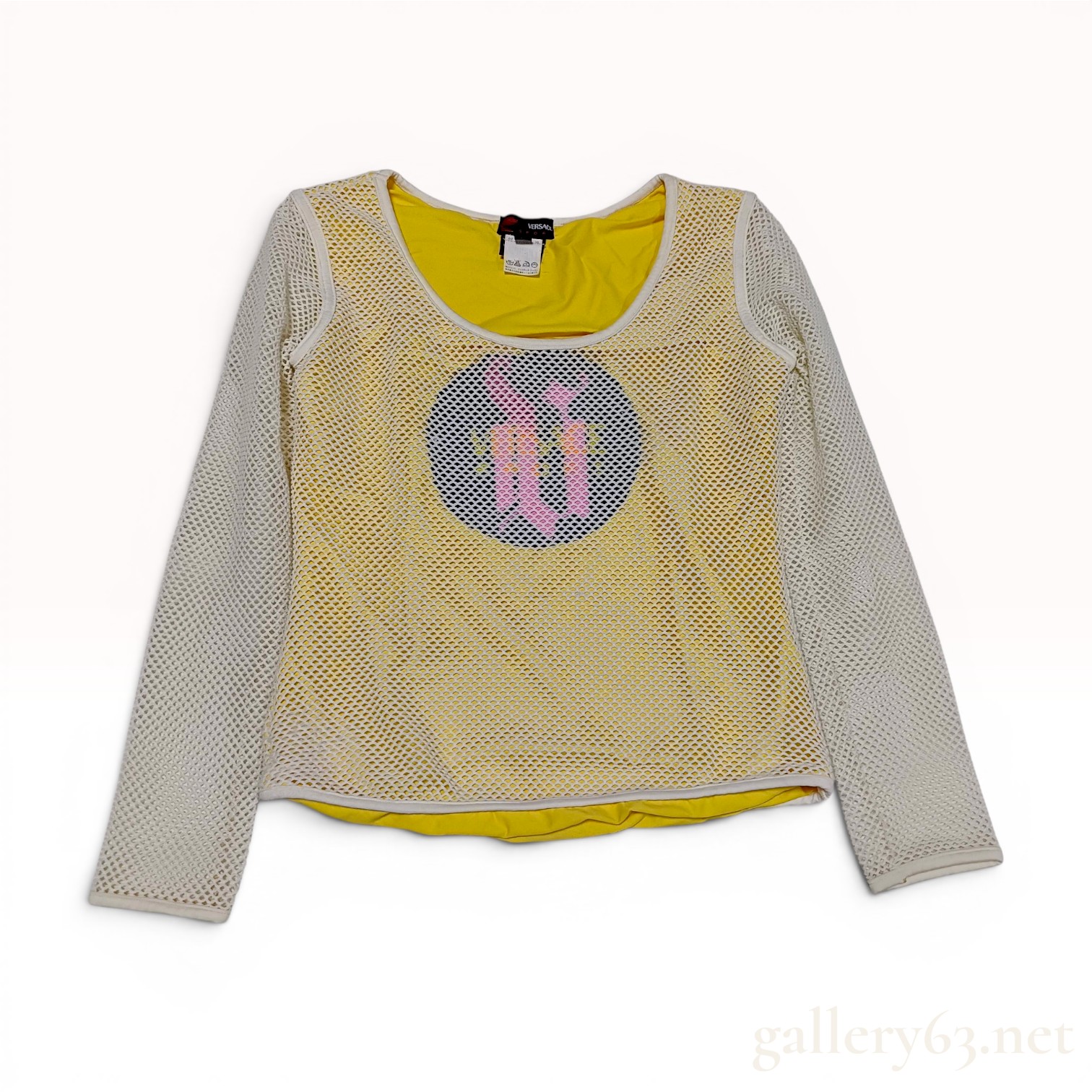 Versace Sport Layered Mesh Graphic Long Sleeve Top Size S