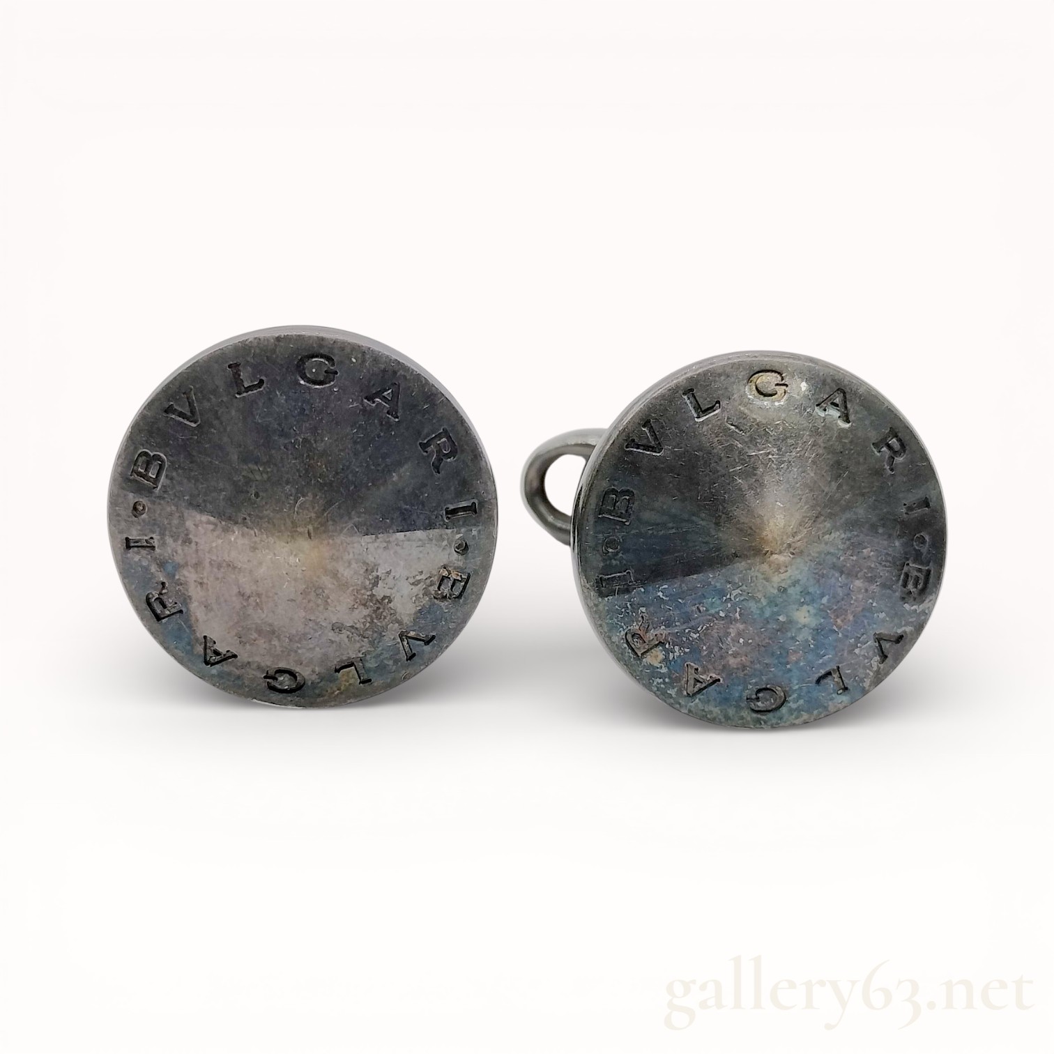 A Pair of Bulgari Bulgari Sterling Silver Cufflinks