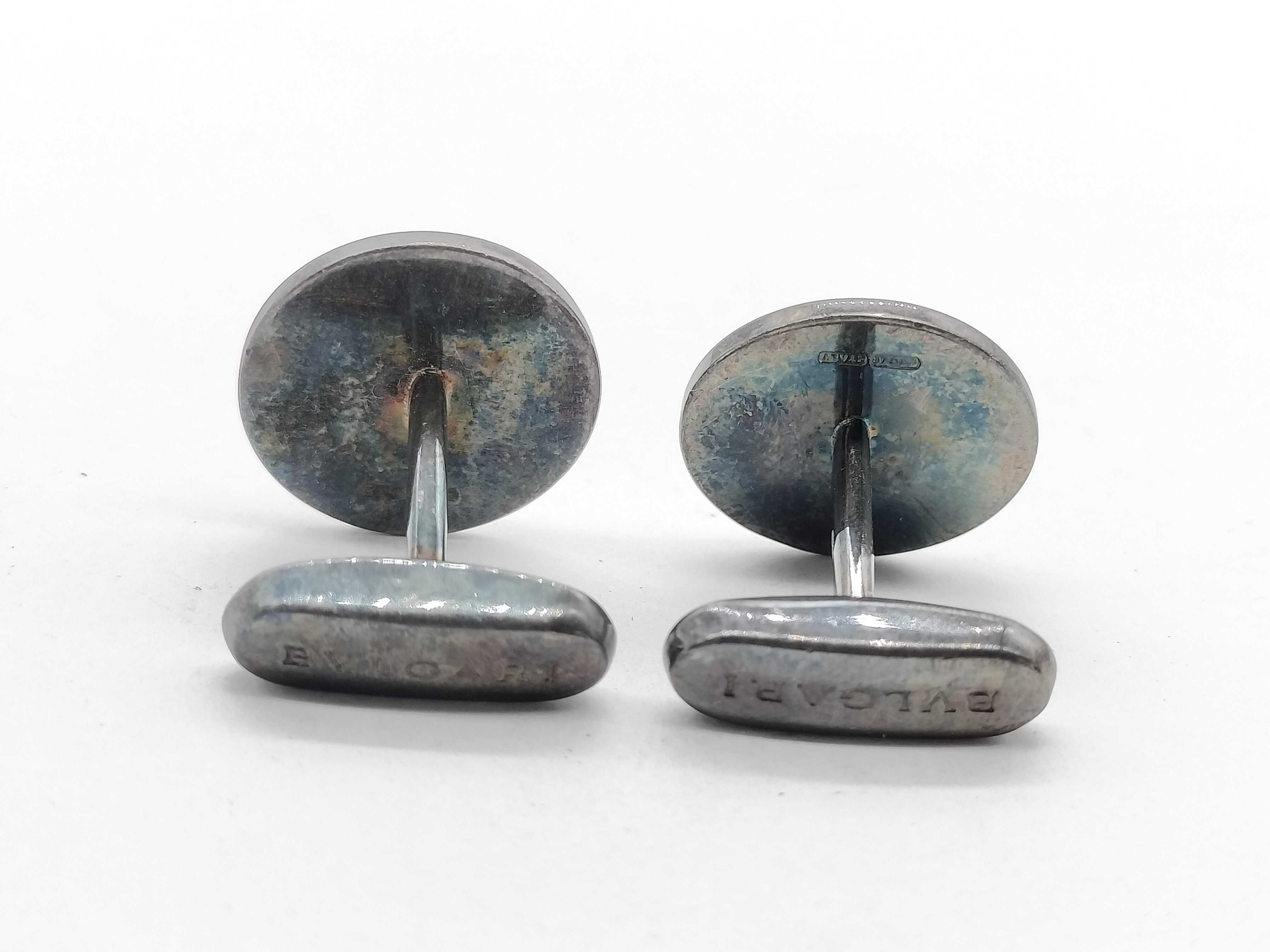 A Pair of Bulgari Bulgari Sterling Silver Cufflinks