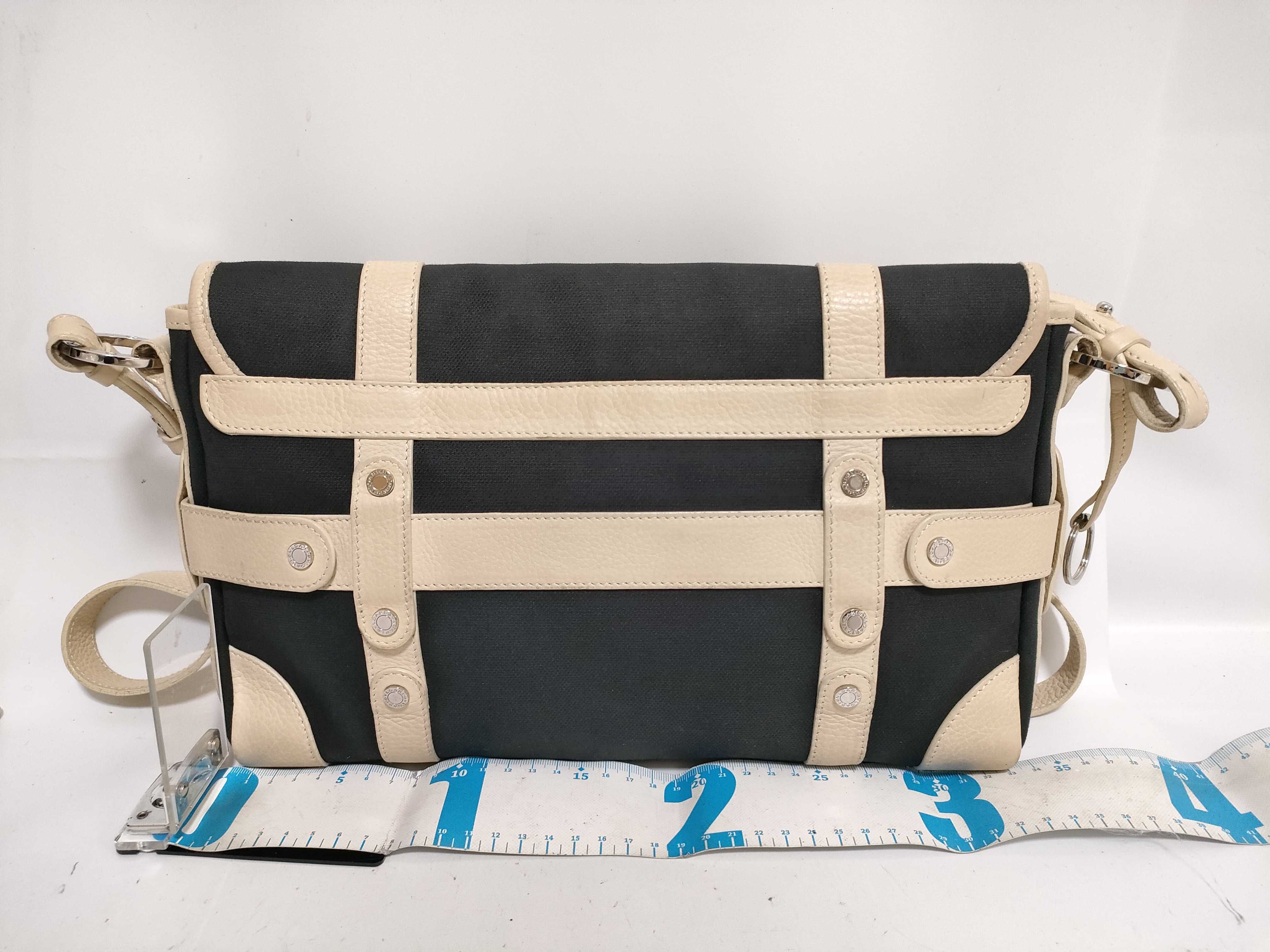 Bulgari Black Canvas and Beige Leather Harness Shoulder Bag