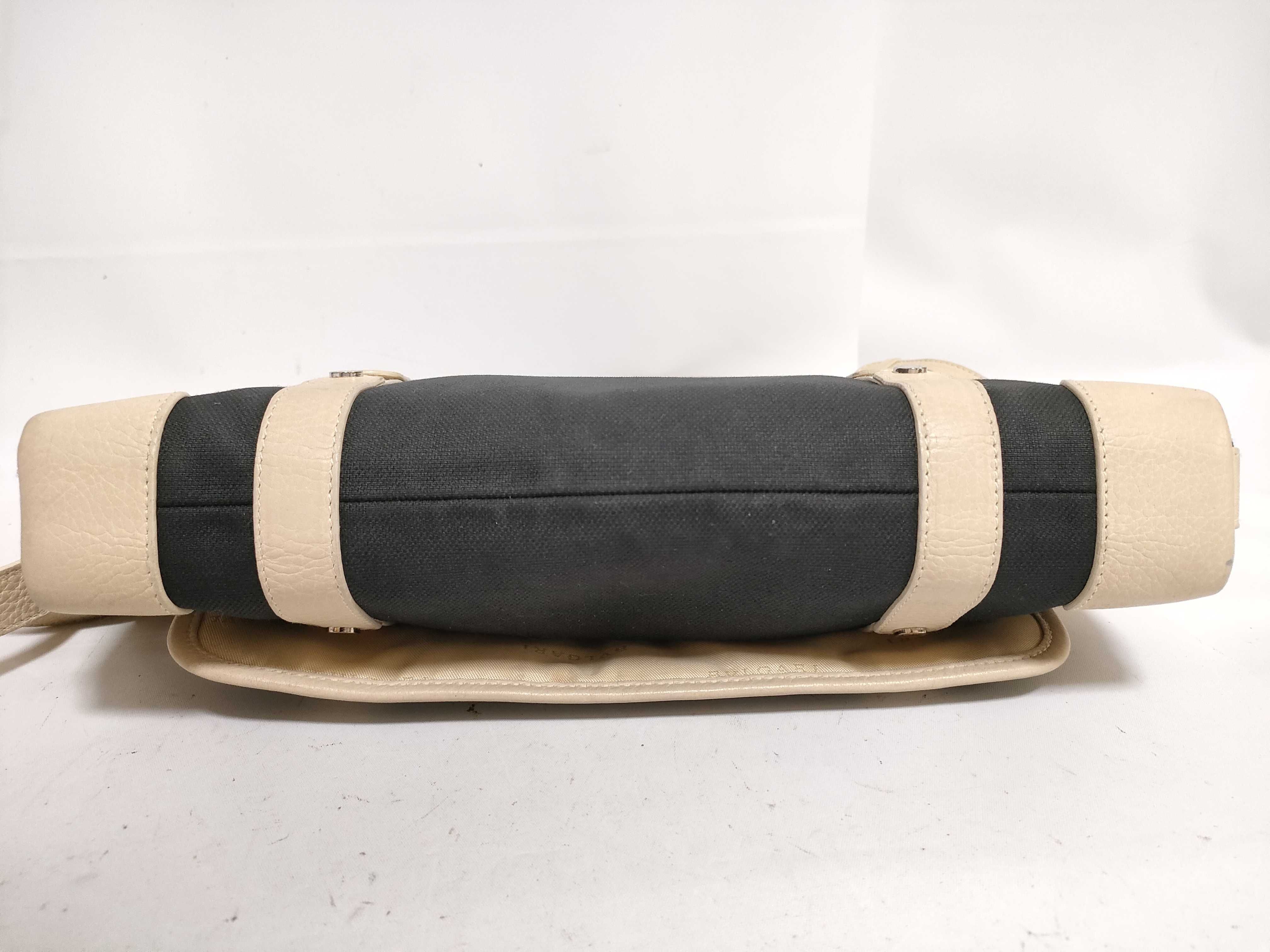Bulgari Black Canvas and Beige Leather Harness Shoulder Bag