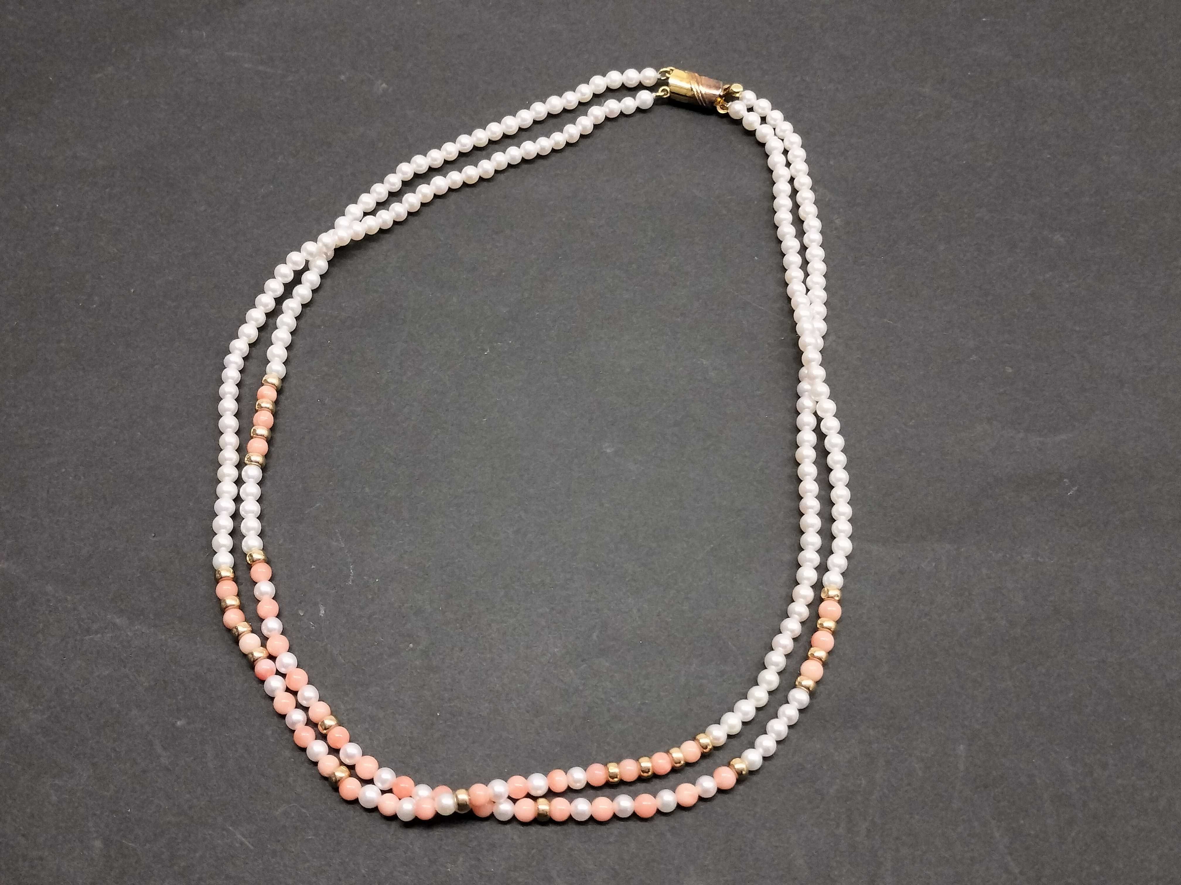 A Trio of Pearl, Amethyst, and Coral-Style Beaded Necklaces