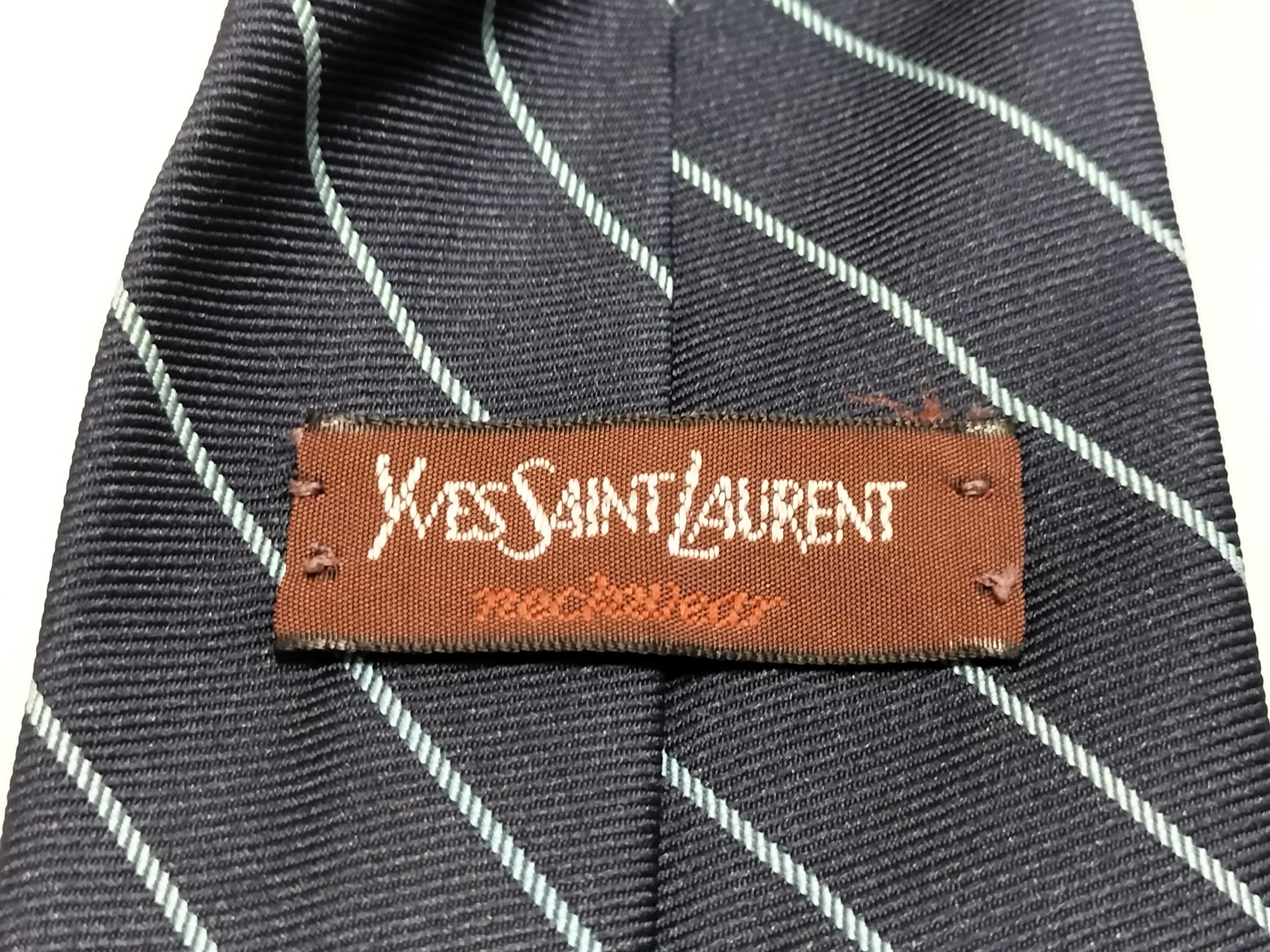 Yves Saint Laurent Striped Polyester and Silk Blend Necktie
