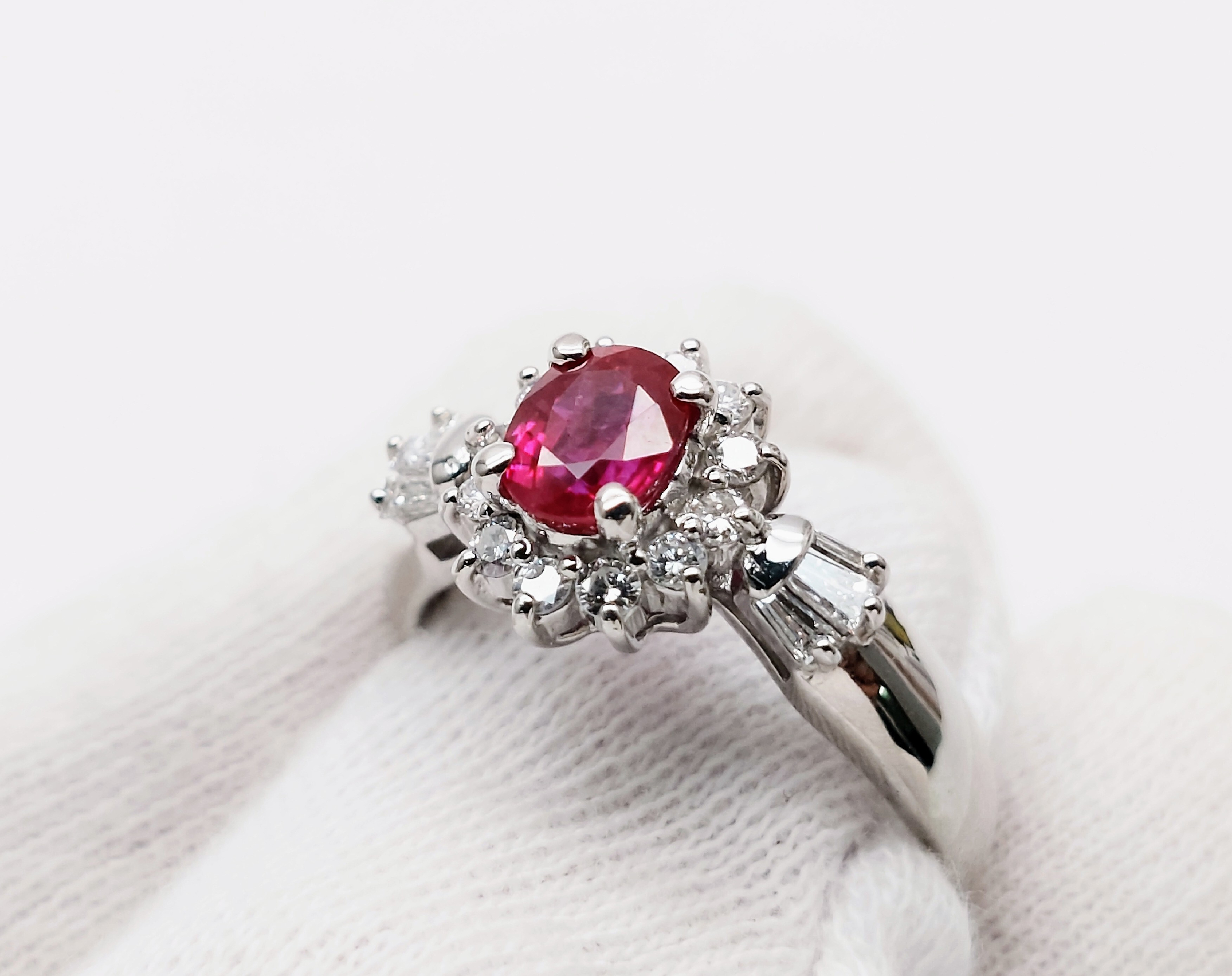 GIA Certified 1.03 Carat Burmese Ruby and Diamond Platinum Ring