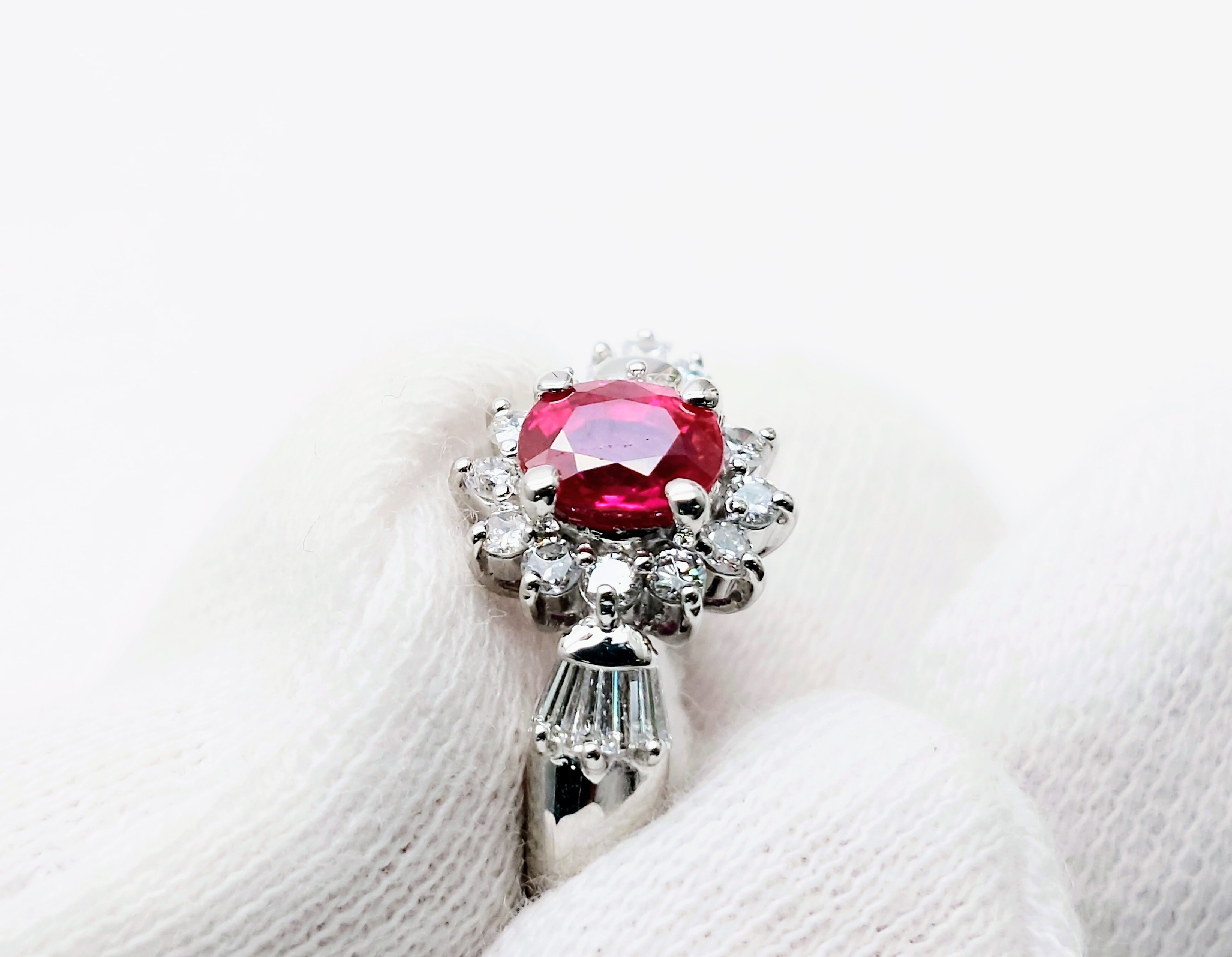 GIA Certified 1.03 Carat Burmese Ruby and Diamond Platinum Ring