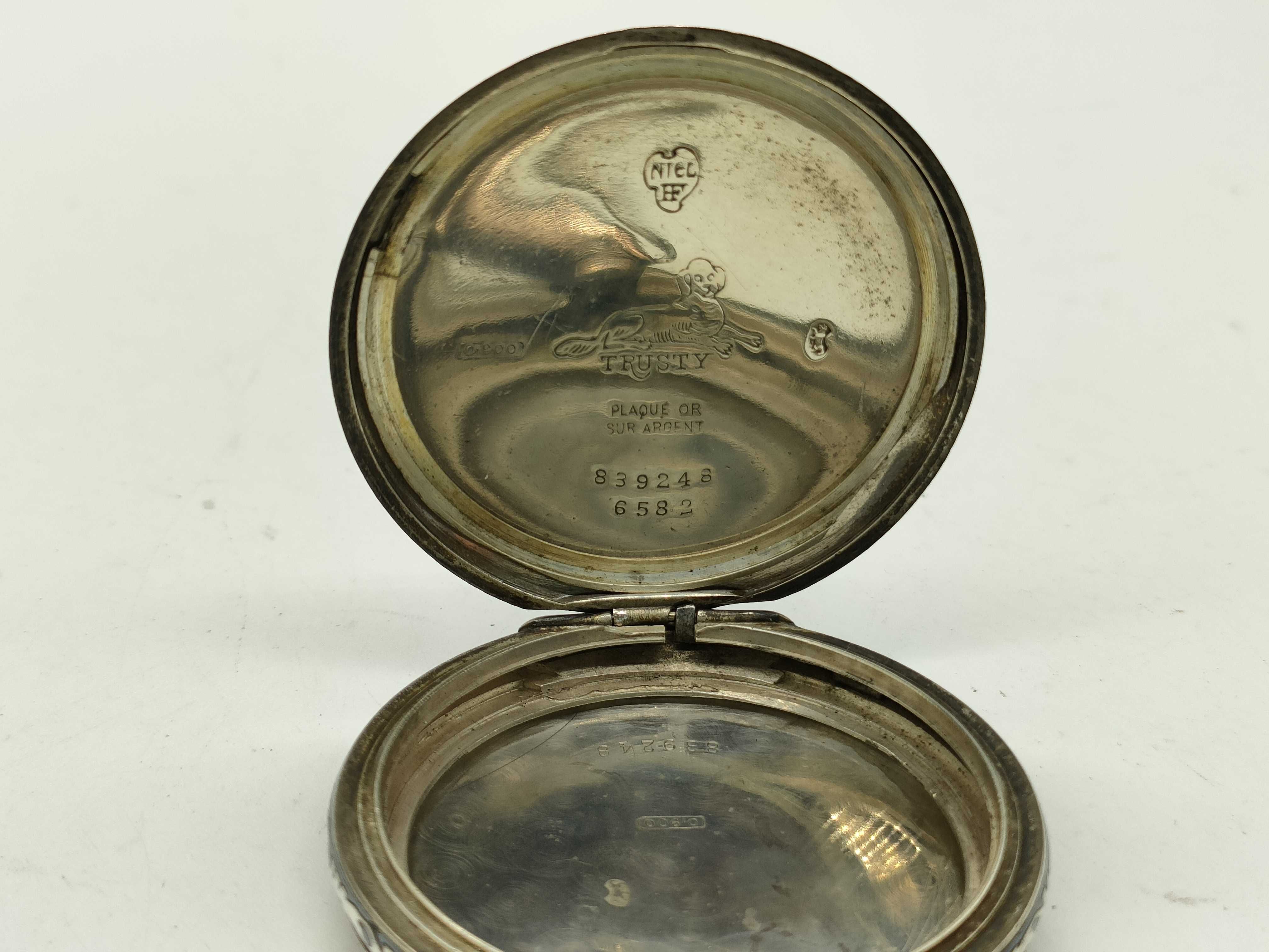 Huguenin Freres Art Nouveau Niello 800 Silver Pocket Watch Case