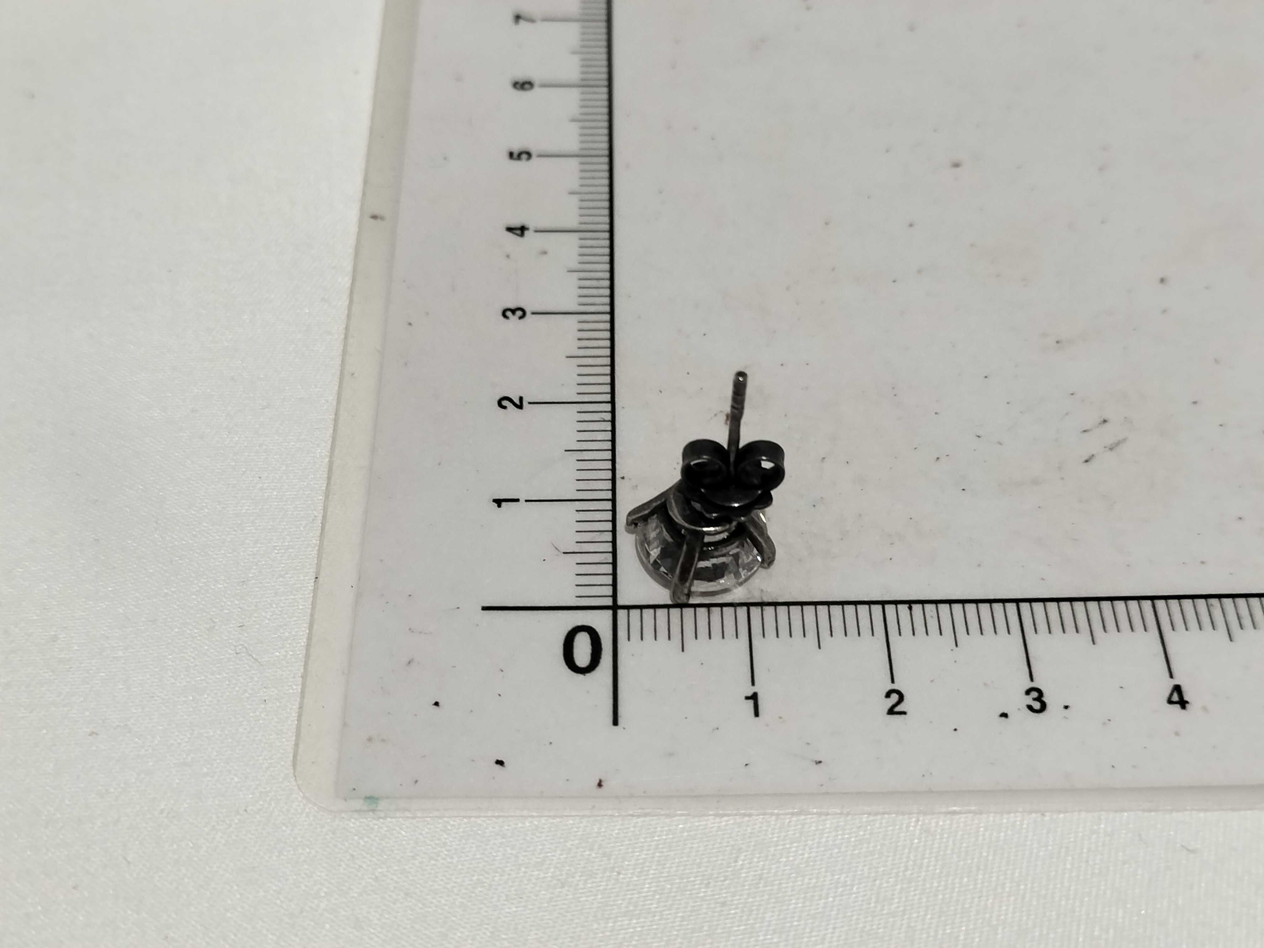 Sterling Silver Stud Earrings with Blackened Finish and Large Round Colorless Stones