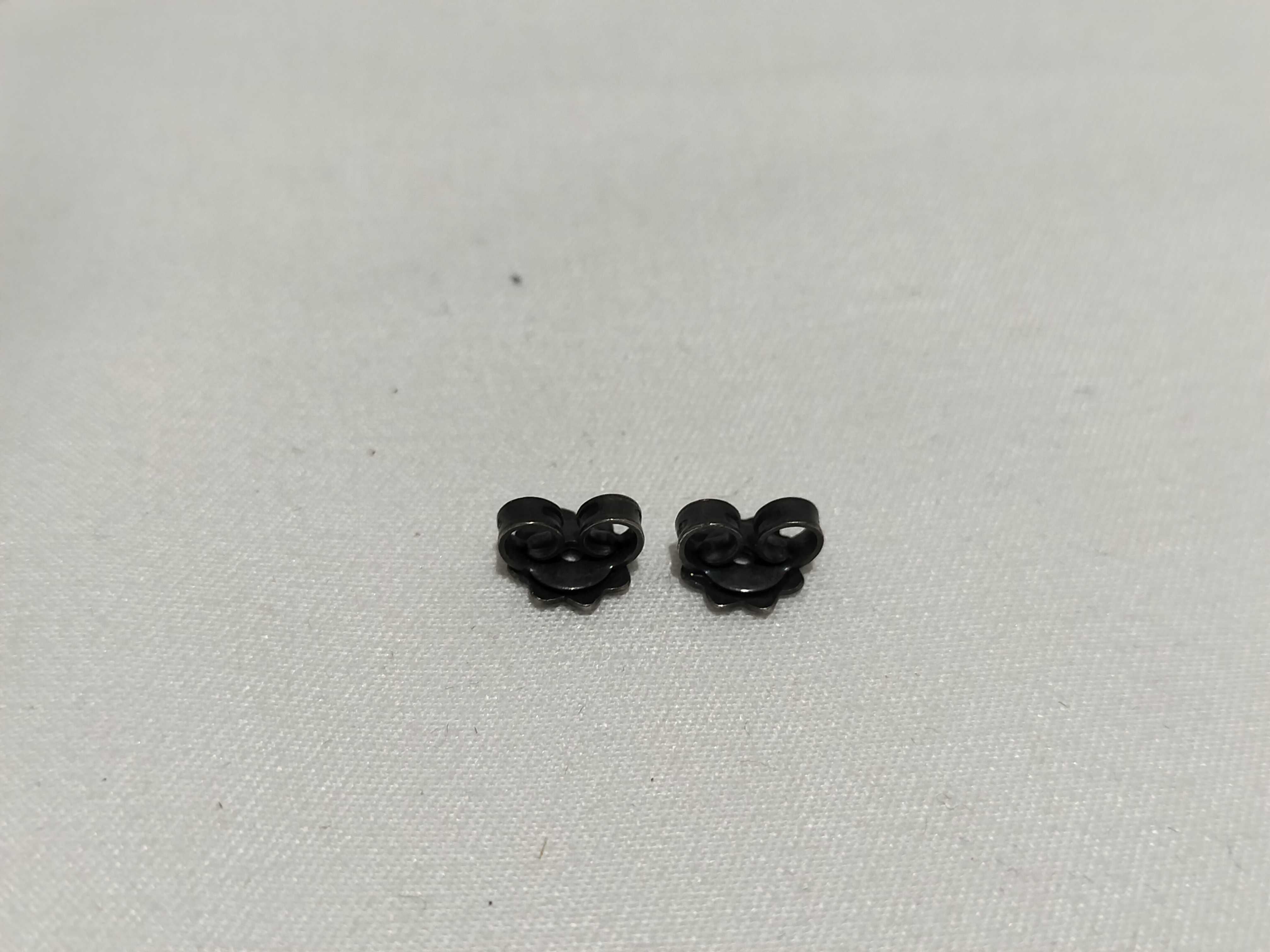 Sterling Silver Stud Earrings with Blackened Finish and Large Round Colorless Stones
