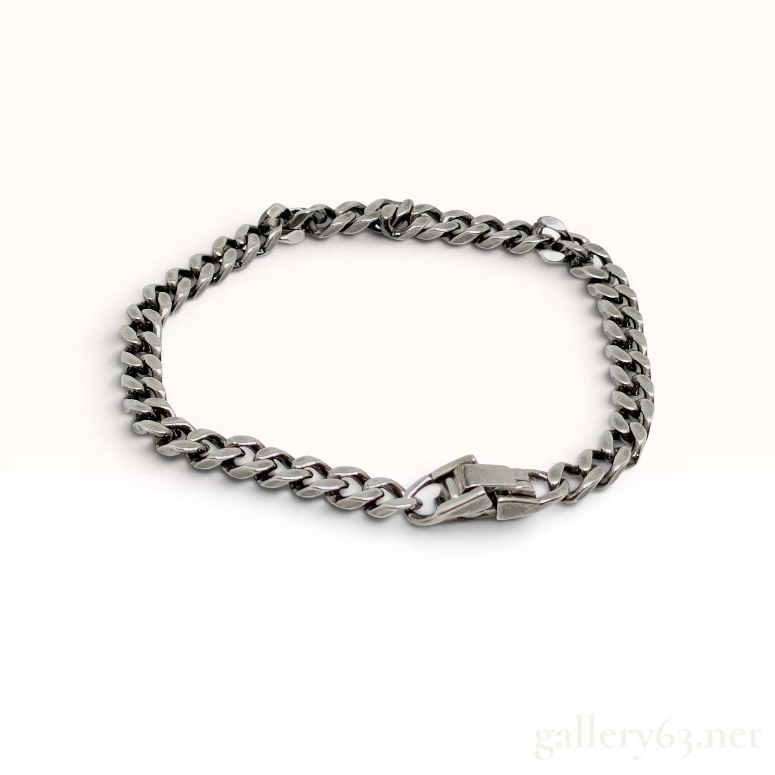 Sterling Silver Curb Link Mens Bracelet w/Box