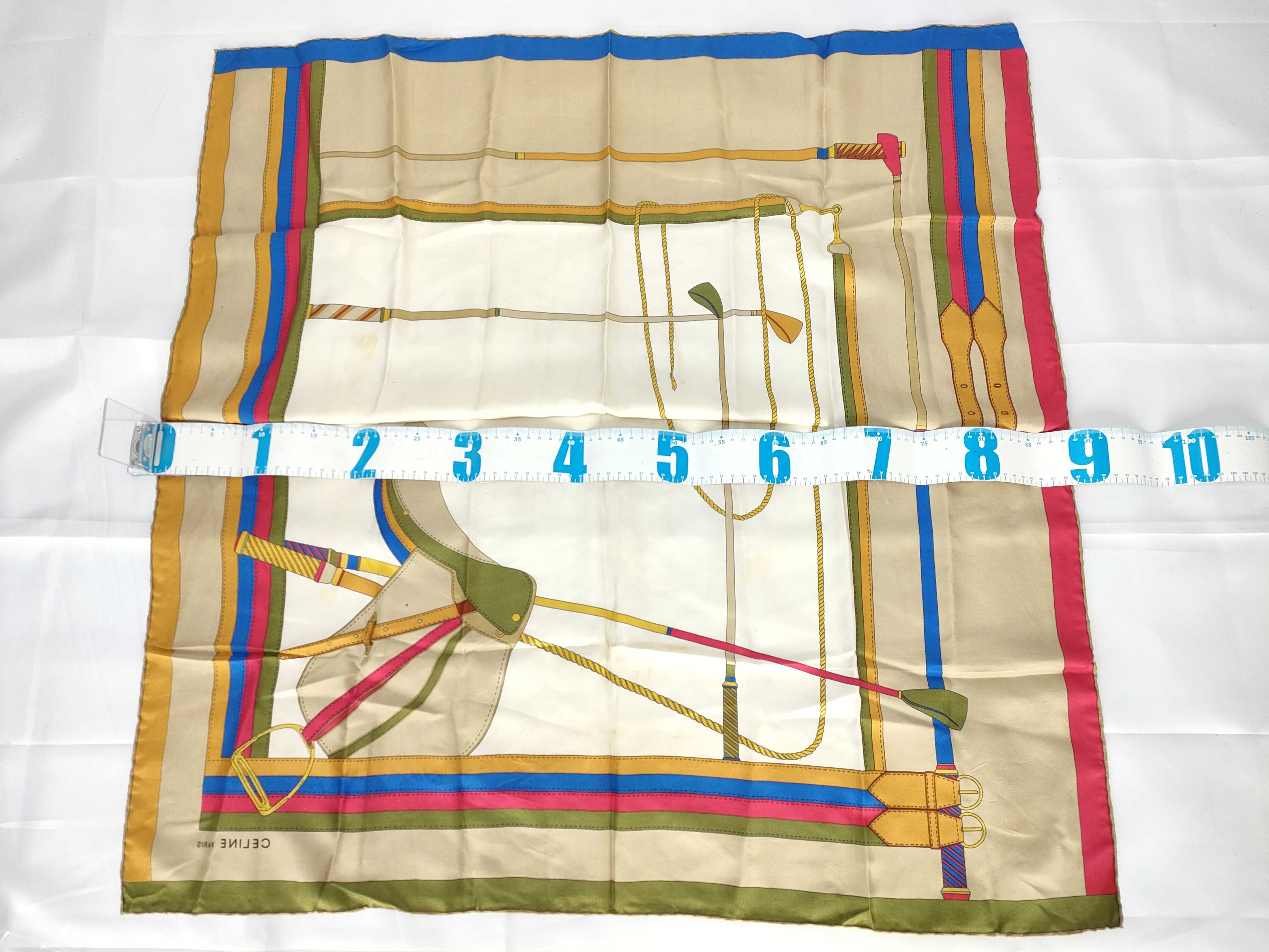 Celine Paris Silk Twill Equestrian Motif Scarf