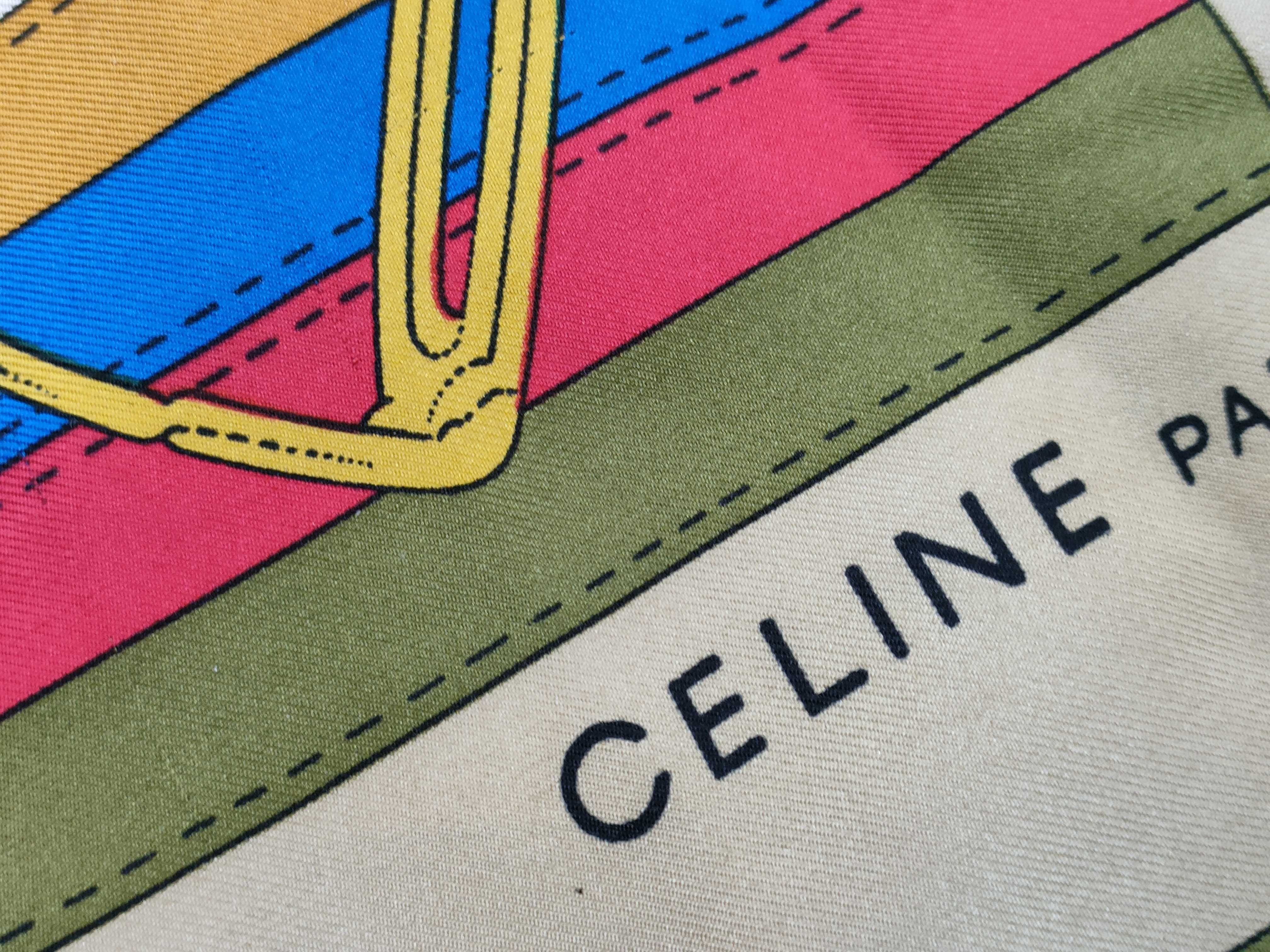 Celine Paris Silk Twill Equestrian Motif Scarf