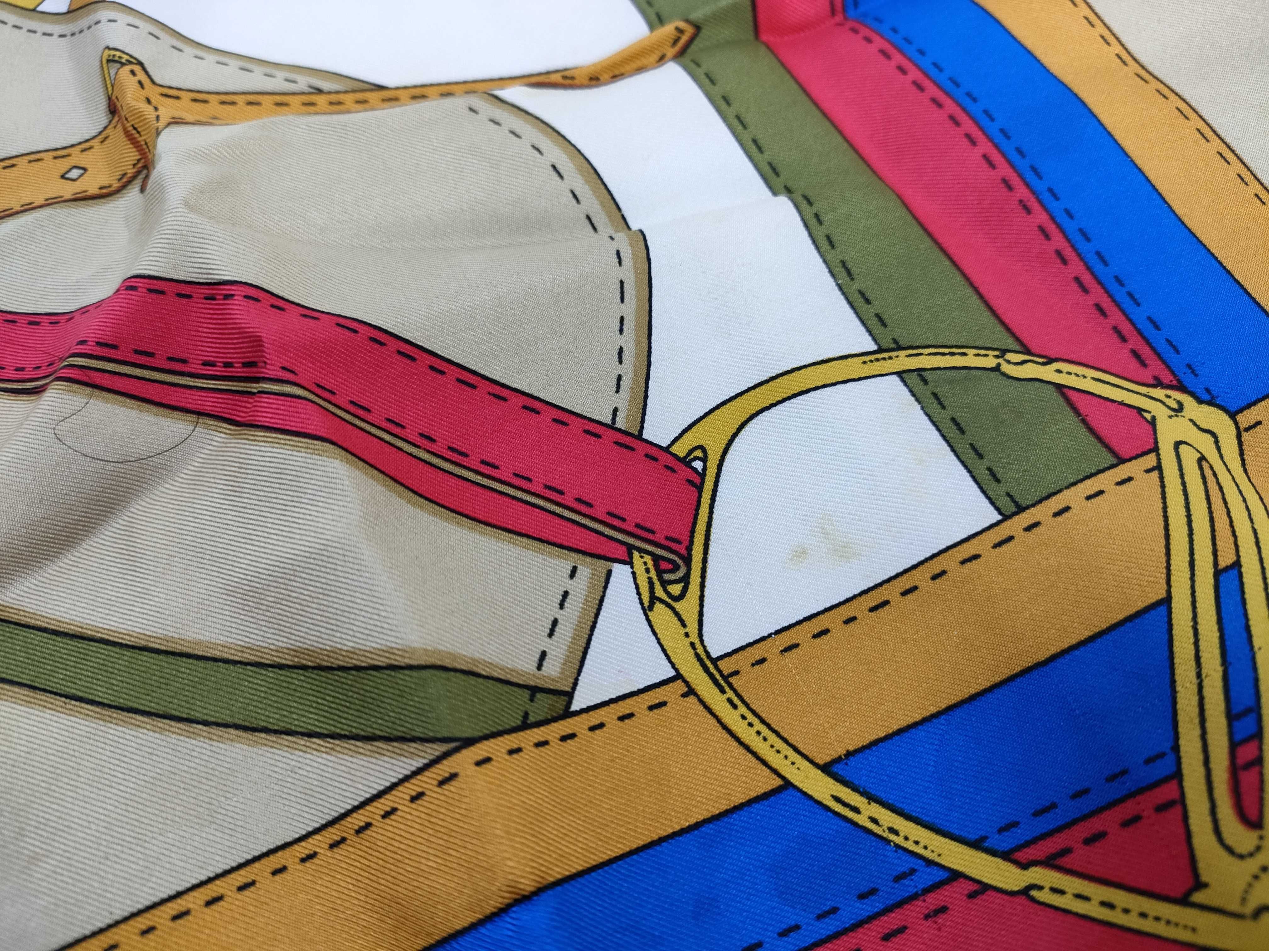 Celine Paris Silk Twill Equestrian Motif Scarf