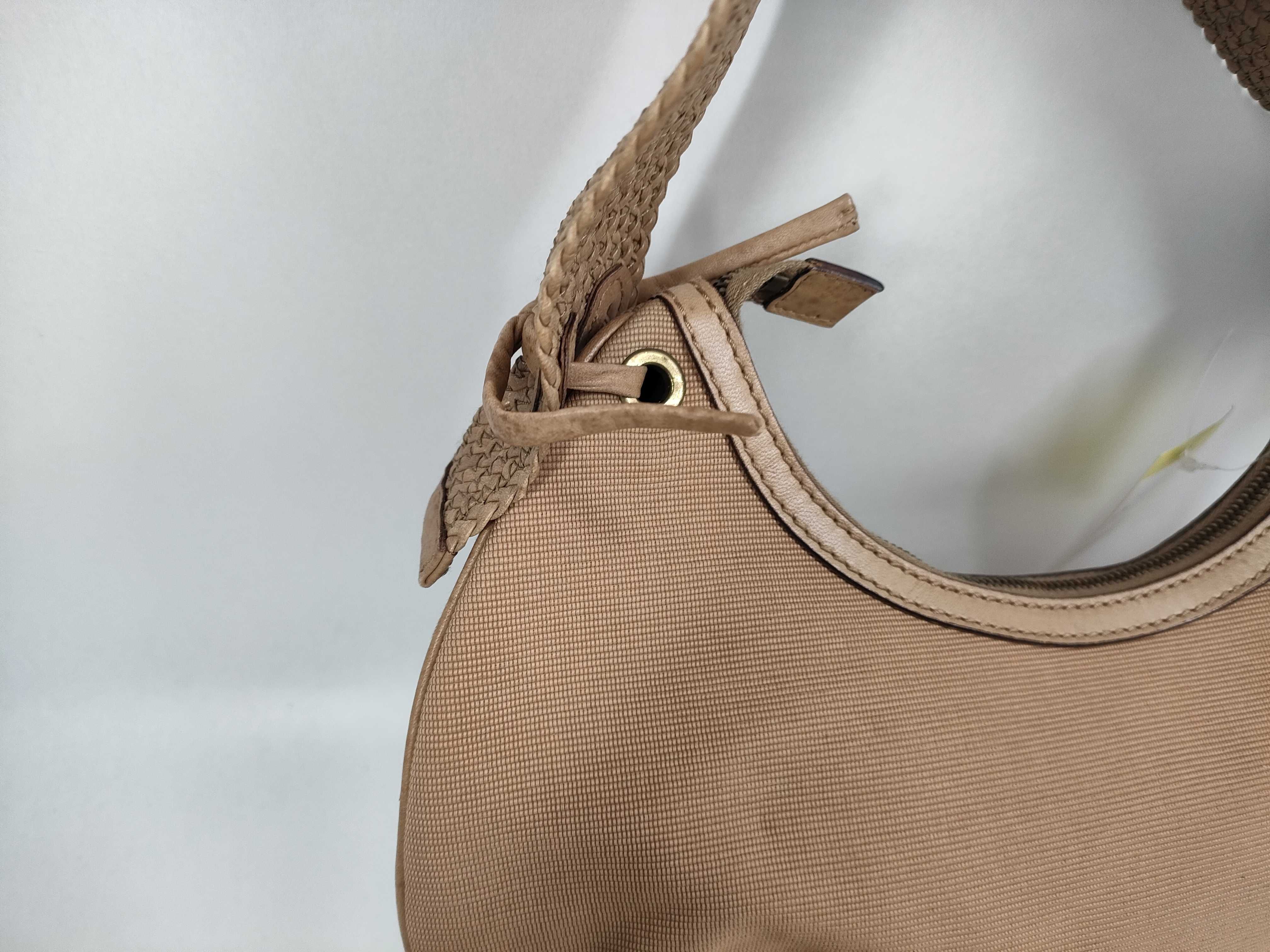 Gucci Tan Canvas Crescent Hobo Bag with Braided Strap