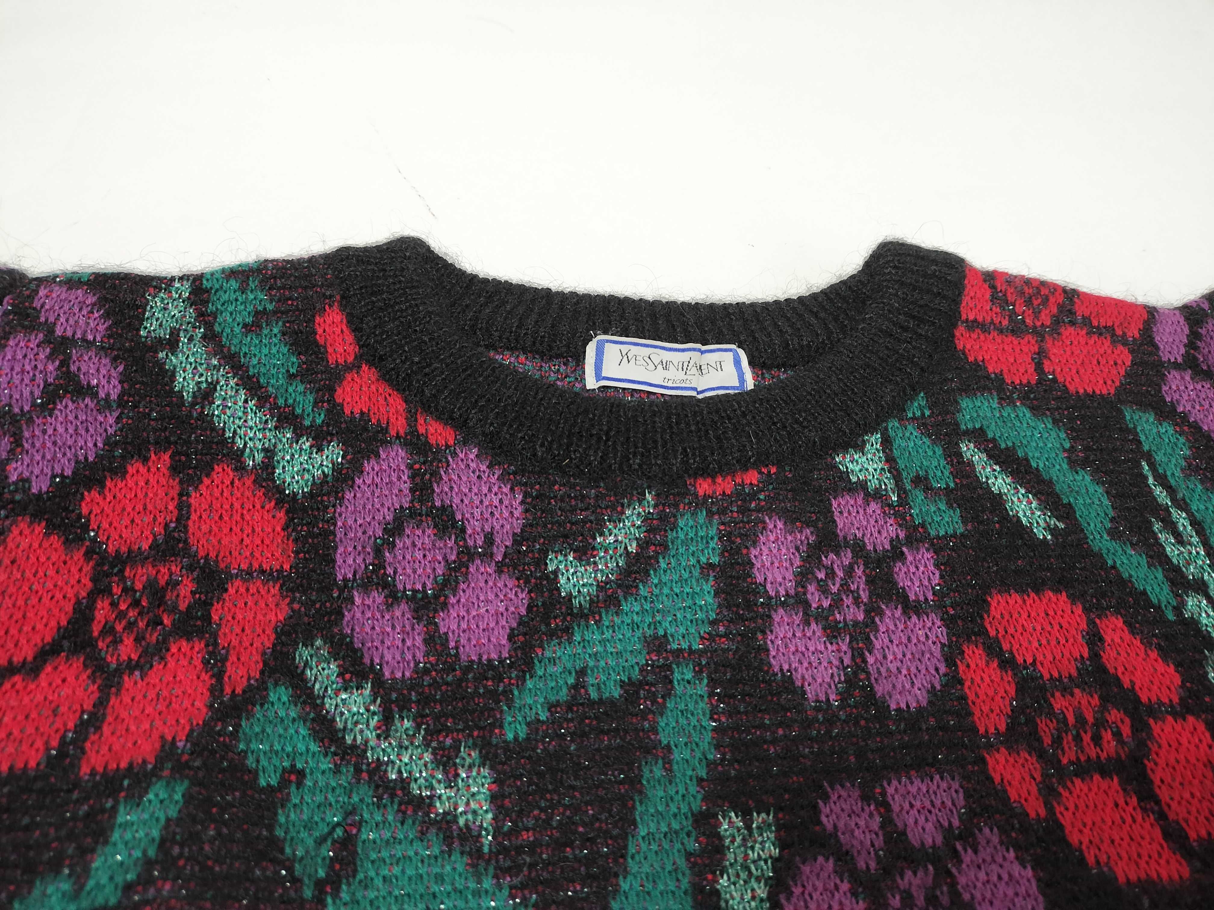 Yves Saint Laurent Tricots Vintage Floral Wool Blend Sweater, Circa 1980s