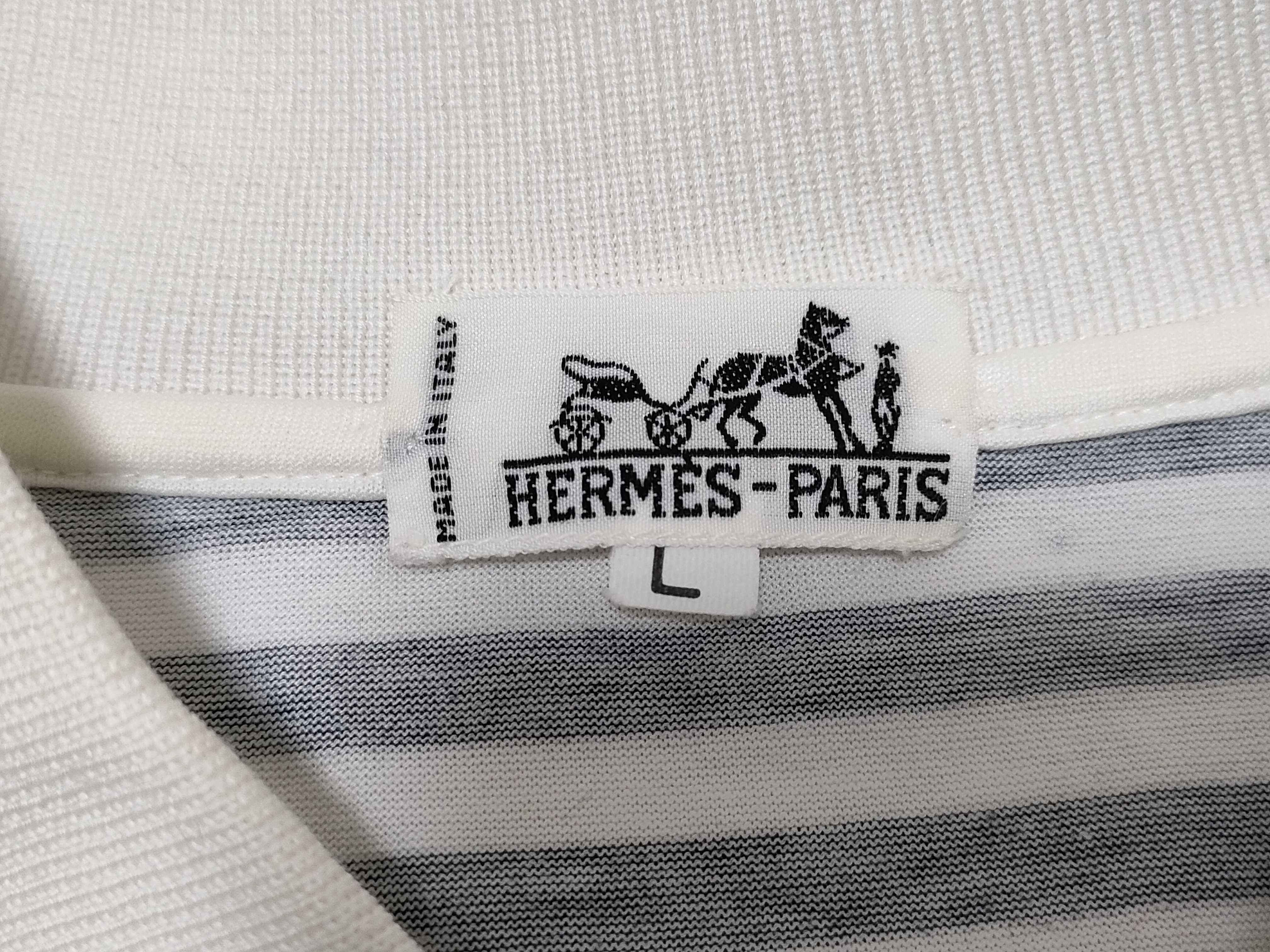 Hermes Nautical Striped Cotton Polo Shirt Size L