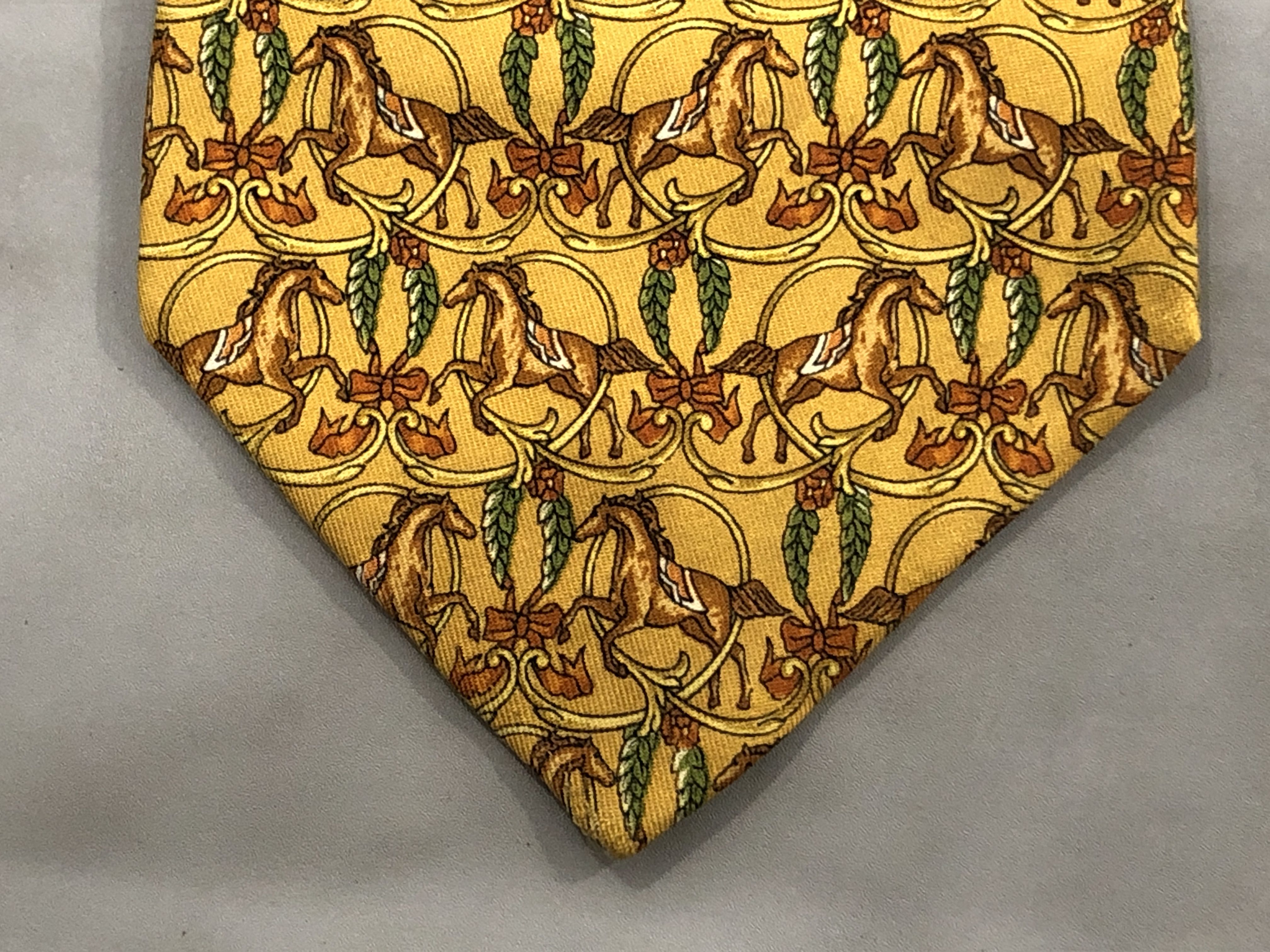 A Group of Five Designer Silk Neckties Including Dunhill and Salvatore Ferragamo