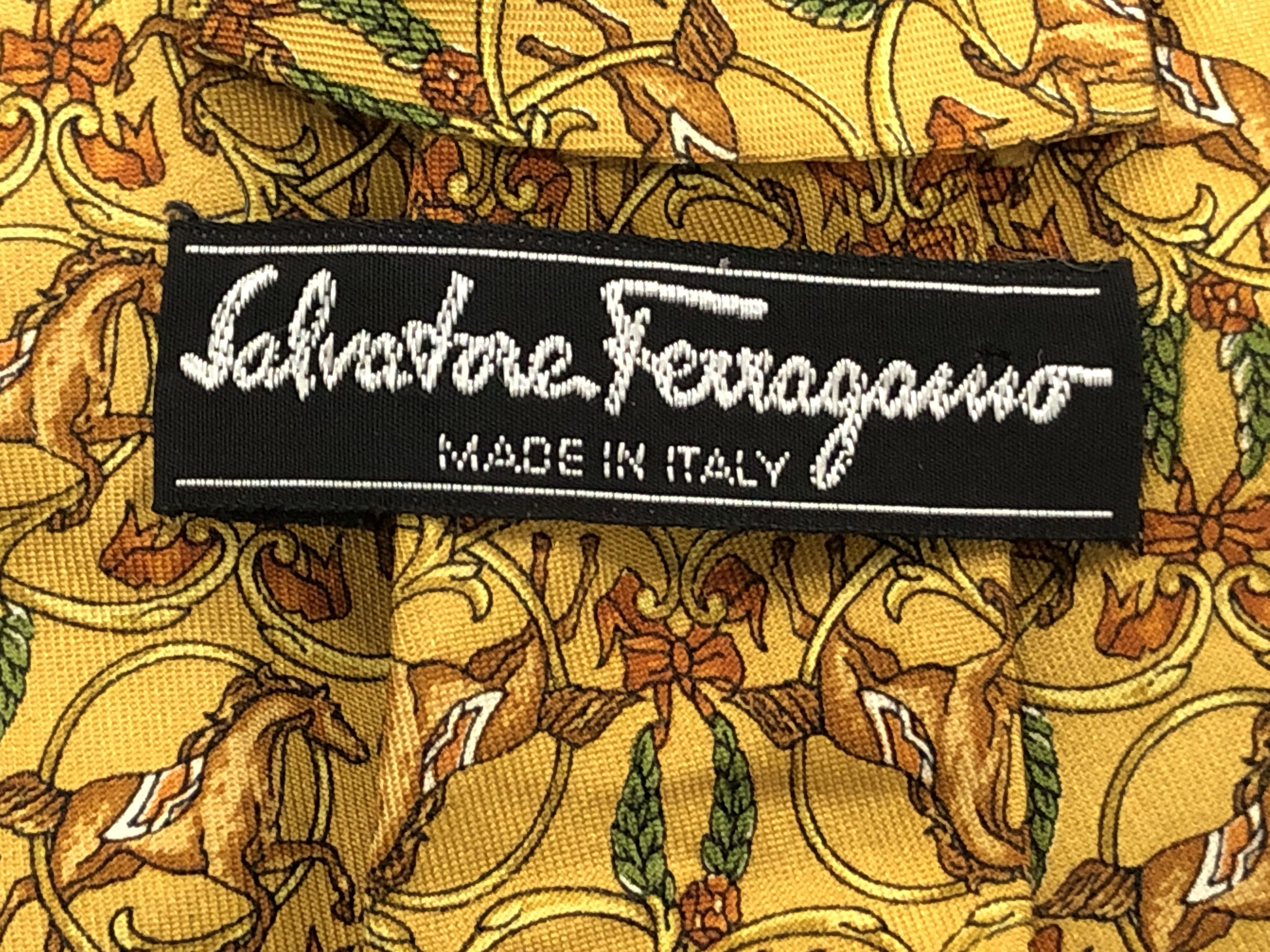 A Group of Five Designer Silk Neckties Including Dunhill and Salvatore Ferragamo